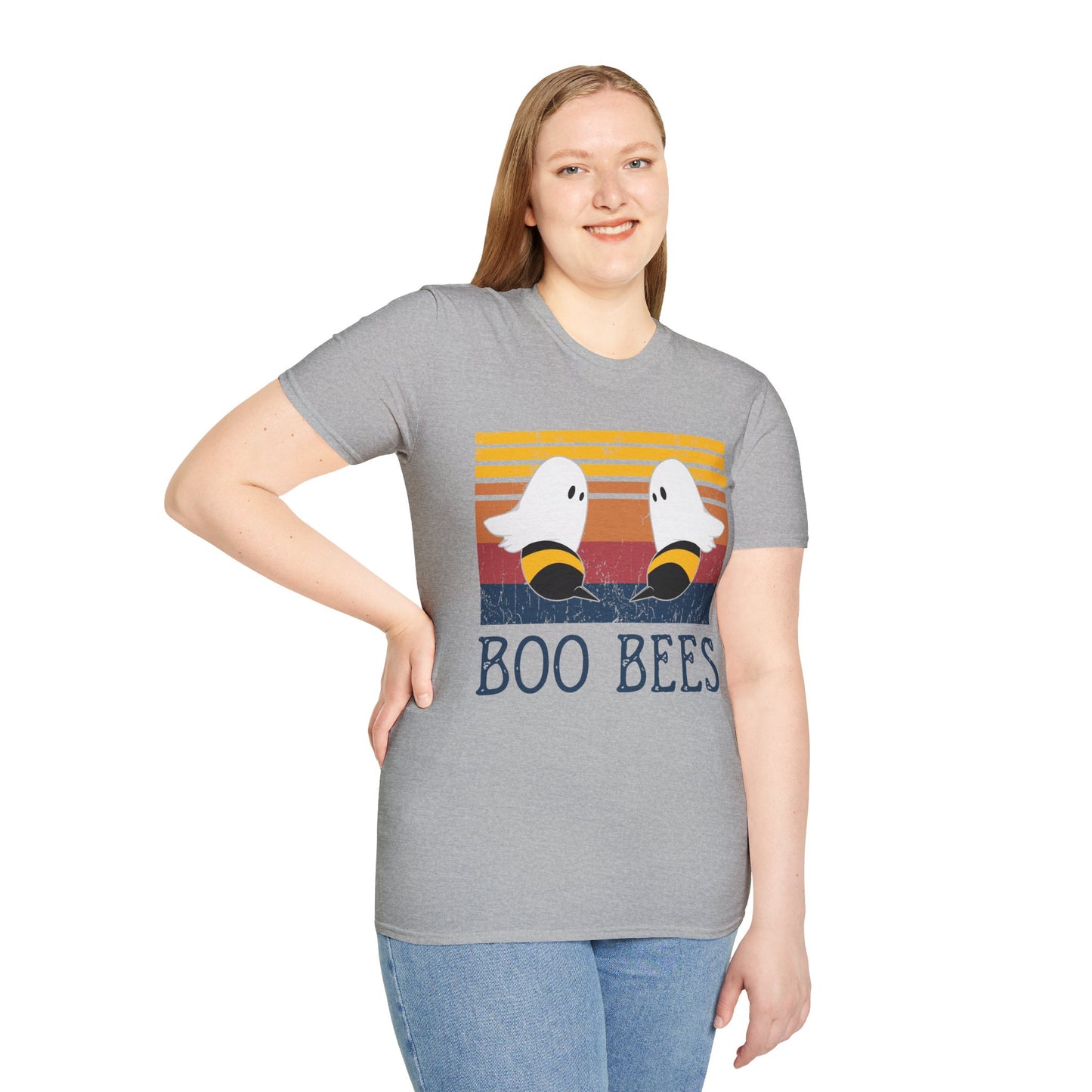 BOO BEES Retro Ghost‑Bee T‑Shirt – Funny Halloween Pun Tee for Spooky Season
