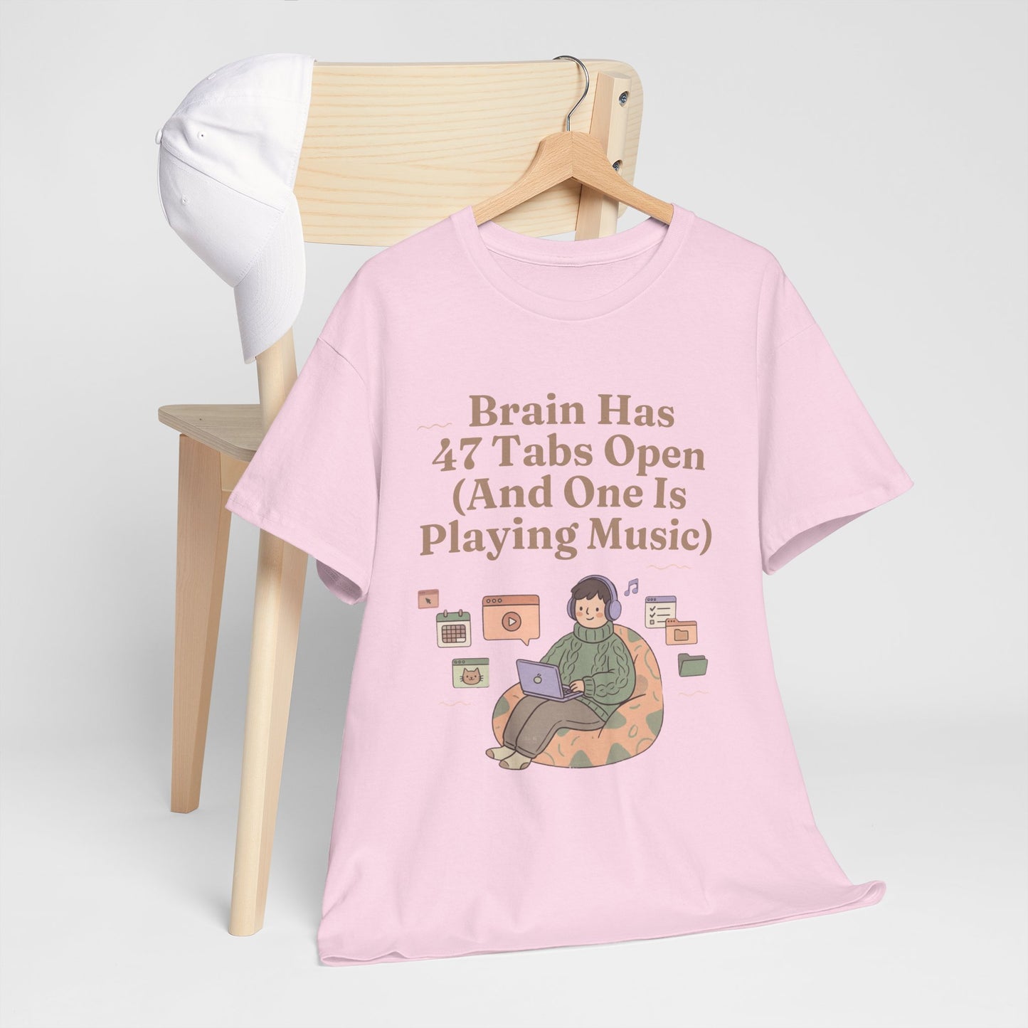 ADHD Lofi Aesthetic: 'Brain Has 47 Tabs Open (And One Is Playing Music)' Graphic Tee