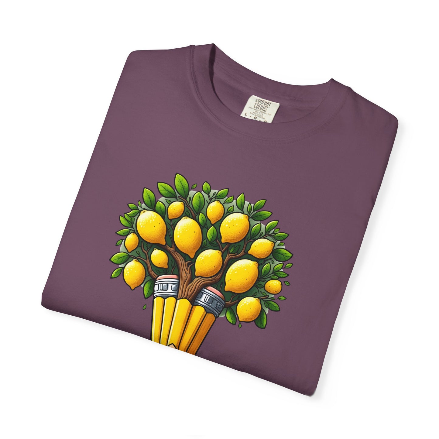 Artistic Lemon Pencil Tree T-Shirt - Unique Art & Nature Celebrating Growth and Imagination