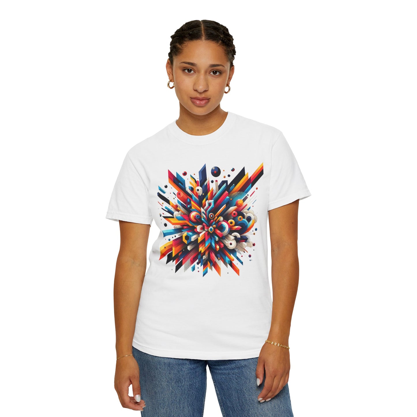Abstract Art Energy Shirt | Comfort Colors 1717 | Vibrant Geometric Explosion Tee | Soft Washed Garment Dyed Cotton | Artistic Streetwear