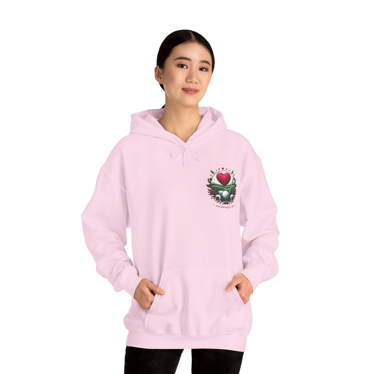 Viral Valentines Golf Heart Hoodie - Cute Roses & Golf Ball Graphic Unisex Sweatshirt - Unique Romantic Golfer Gift