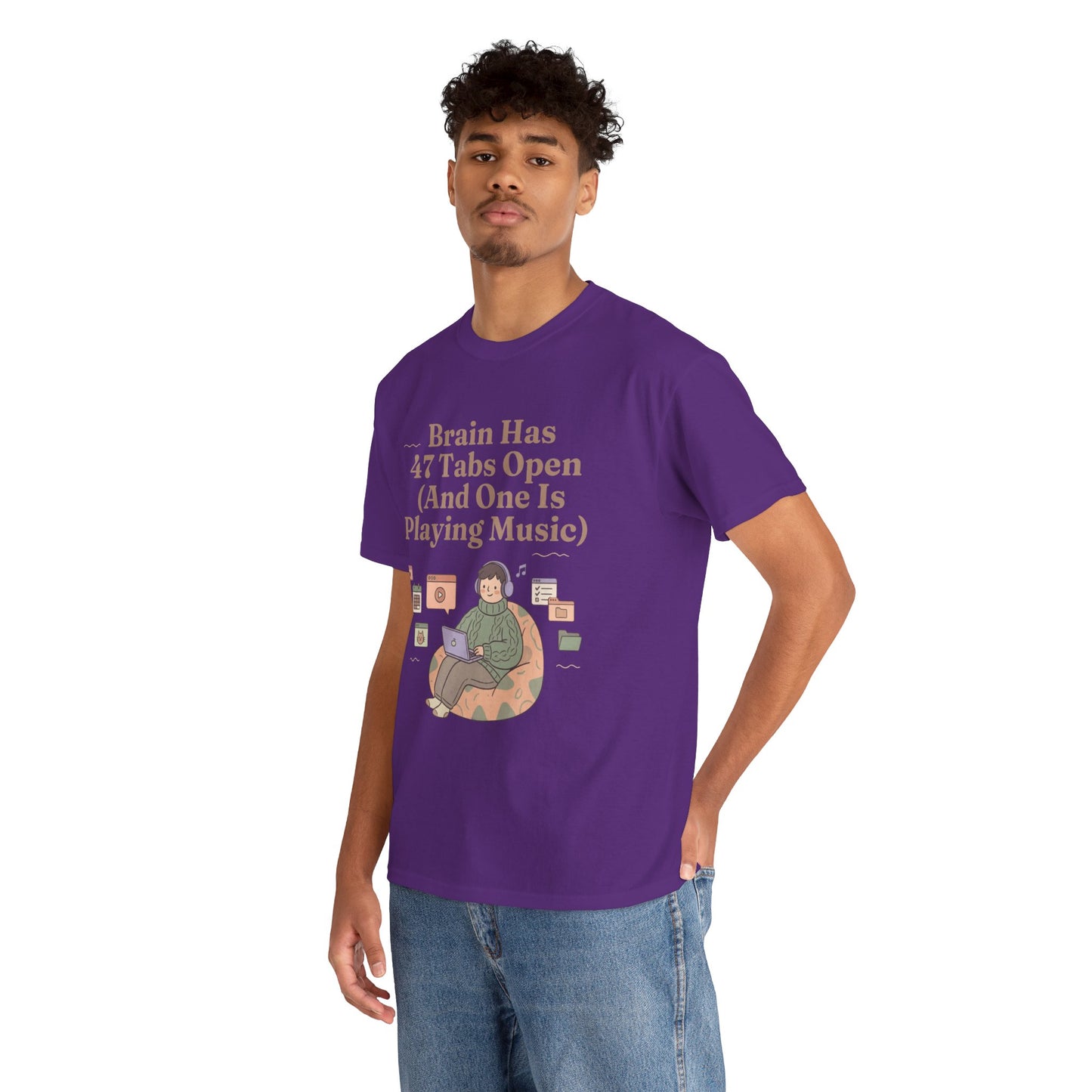 ADHD Lofi Aesthetic: 'Brain Has 47 Tabs Open (And One Is Playing Music)' Graphic Tee