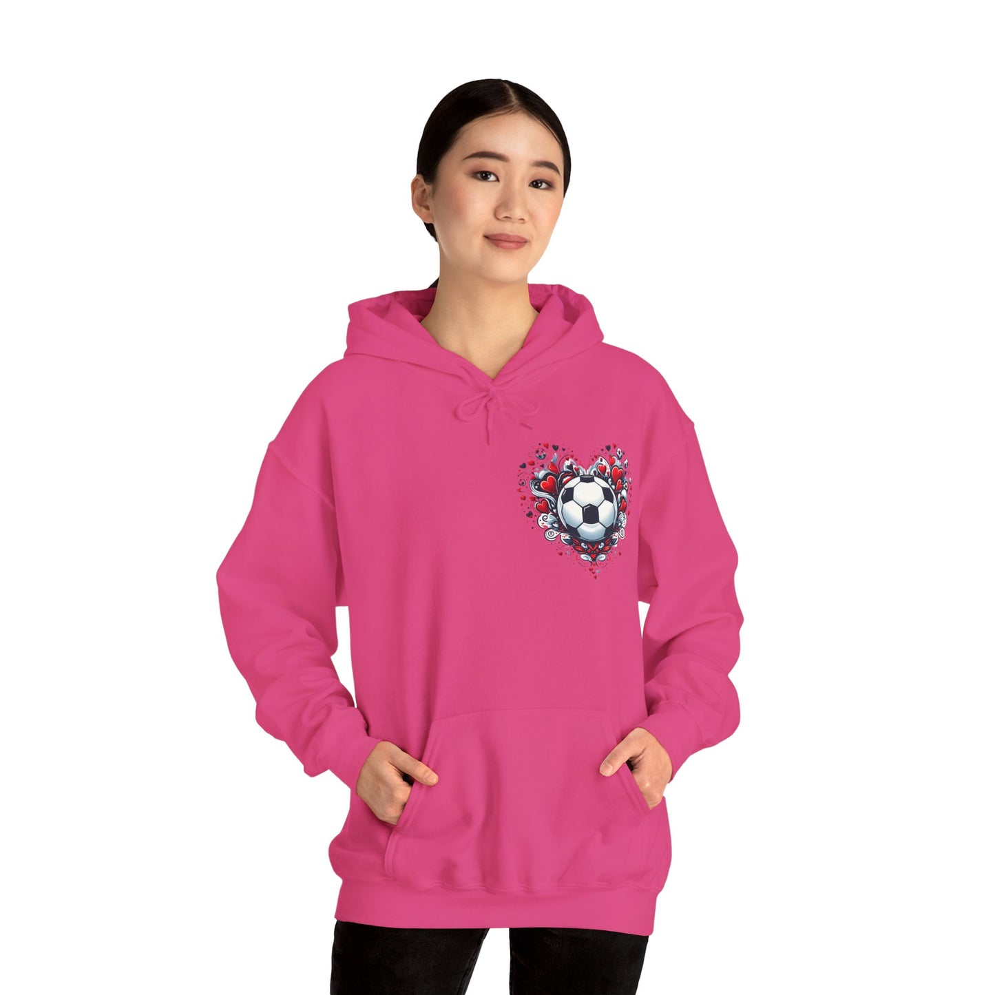 Love the Game Soccer Heart Hoodie | Minimalist Left-Chest Print | Soccer Mom & Fan Gift