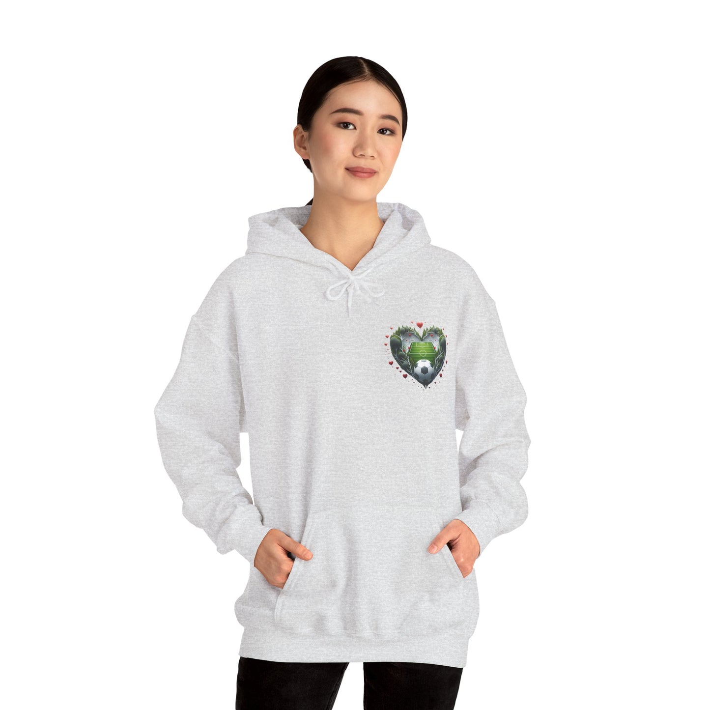 Aesthetic Soccer Field Heart Hoodie | Cute Football Lover Sports Sweatshirt