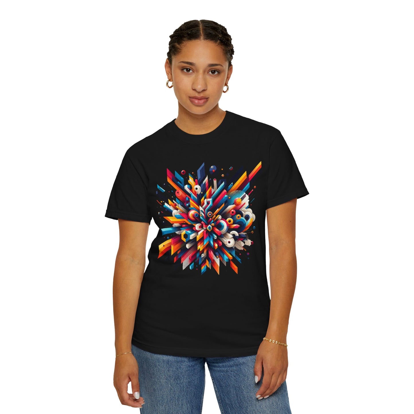 Abstract Art Energy Shirt | Comfort Colors 1717 | Vibrant Geometric Explosion Tee | Soft Washed Garment Dyed Cotton | Artistic Streetwear