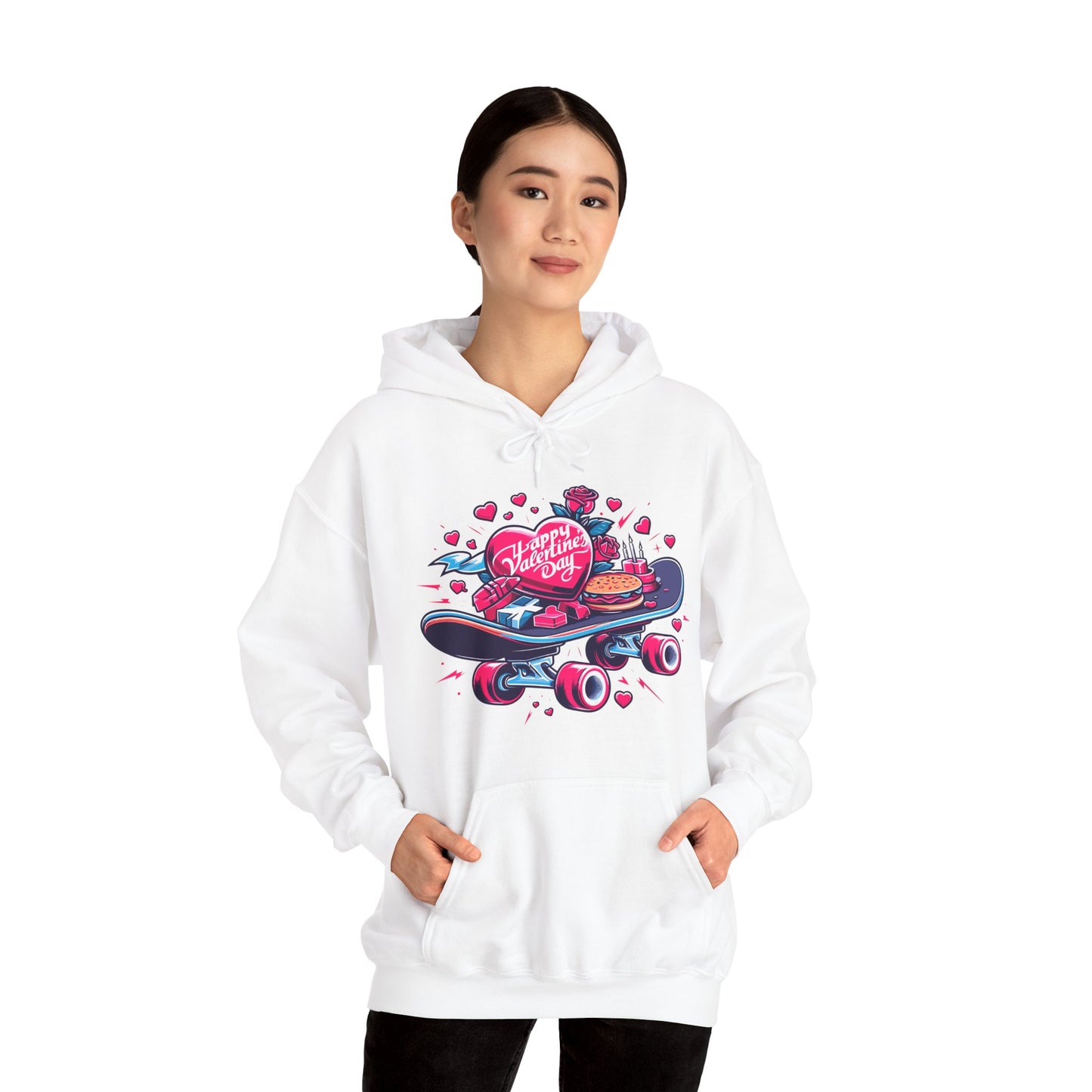 Skateboard Valentine's Hoodie | Edgy "Ride & Love" Graphic Sweatshirt | Funny Skater Gift