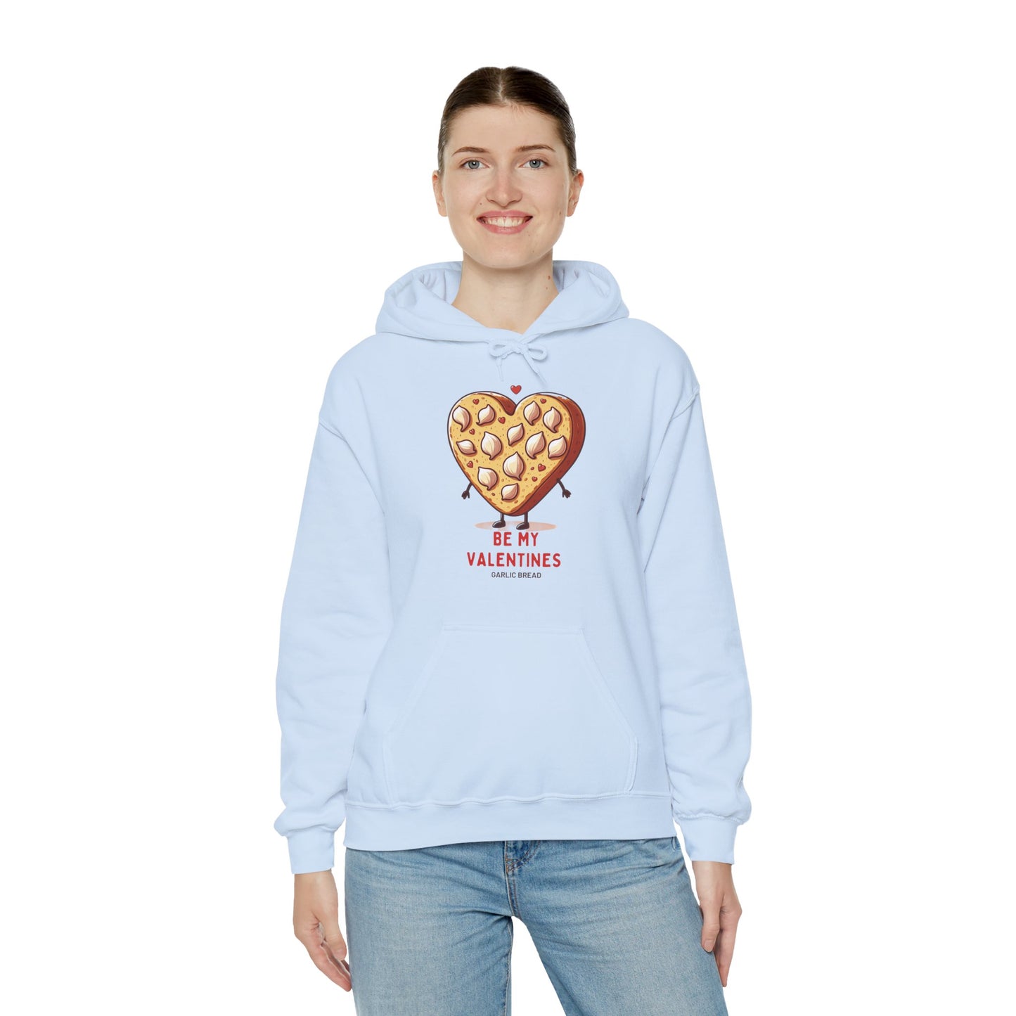Garlic Bread Heart Hoodie Be My Valentines Unisex Sweatshirt - Funny Foodie Gift
