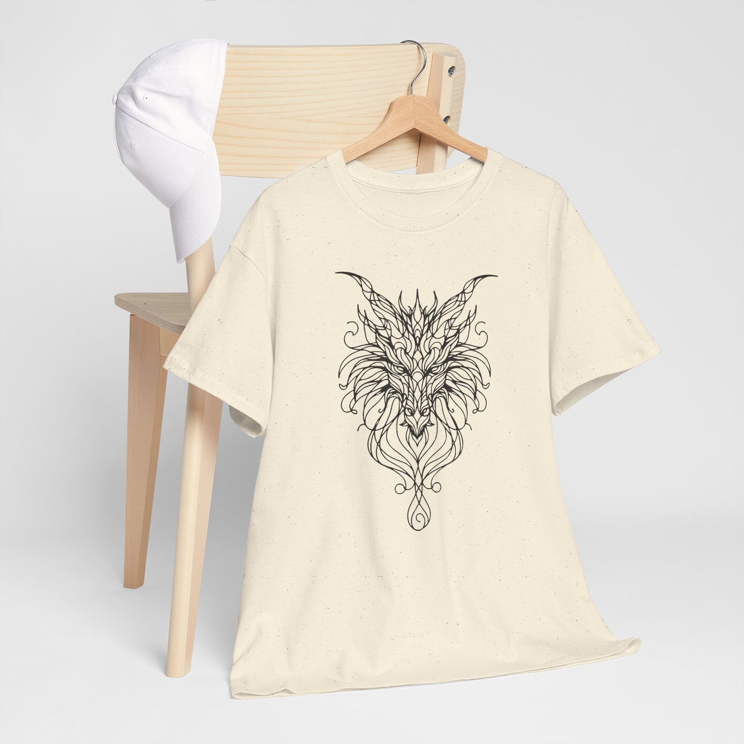 Dragon Line Art Shirt | Mythical Creature Sketch Tee | Minimalist Tattoo Style Top | Intricate Fantasy Art Gift | Unisex White T-Shirt
