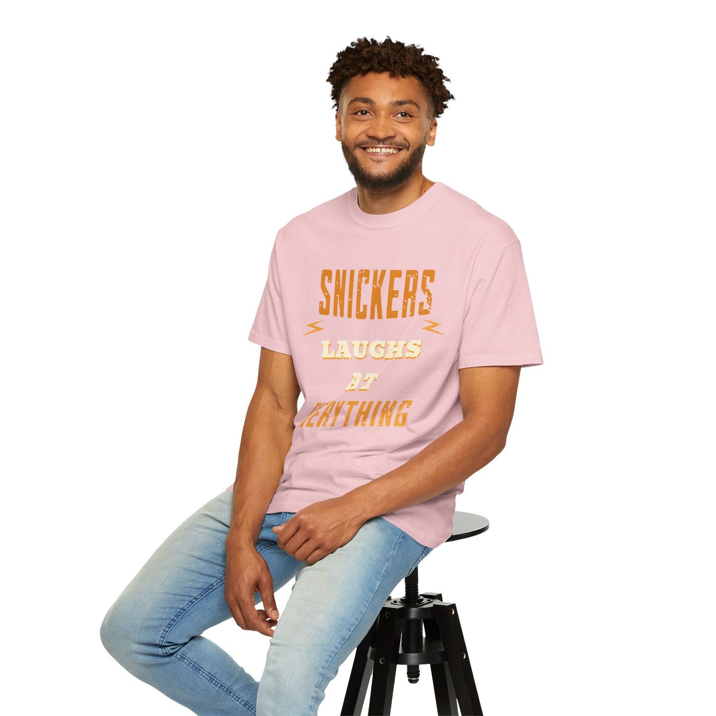 Cheerful 'Laughs at Everything' T-Shirt - coworker/friend Inspired Humorous Fun Shirt