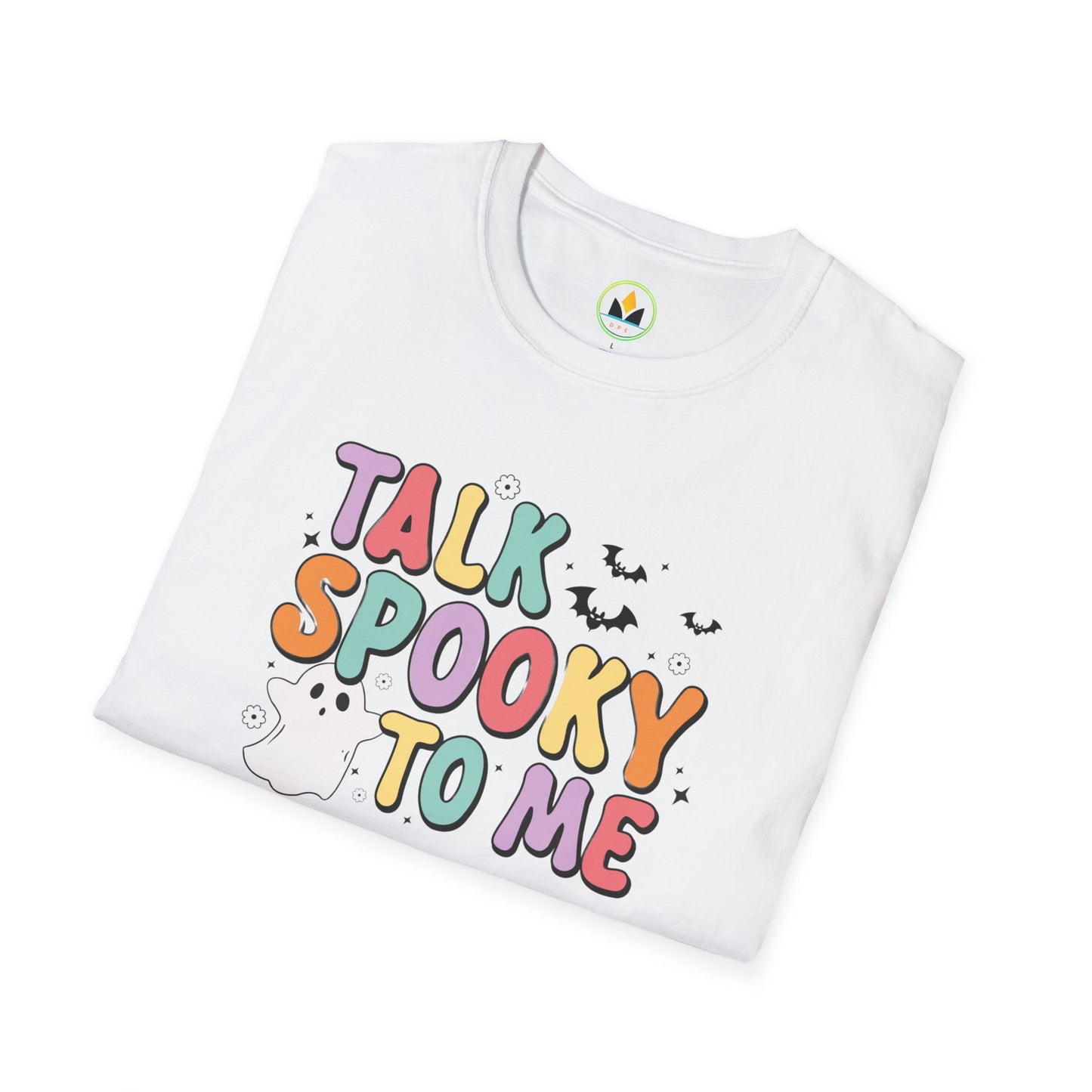 Talk Spooky To Me – Cute Pastel Ghost Halloween T‑Shirt for Spooky Season Lovers