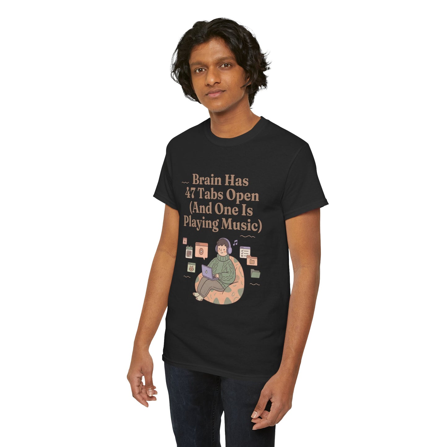 ADHD Lofi Aesthetic: 'Brain Has 47 Tabs Open (And One Is Playing Music)' Graphic Tee