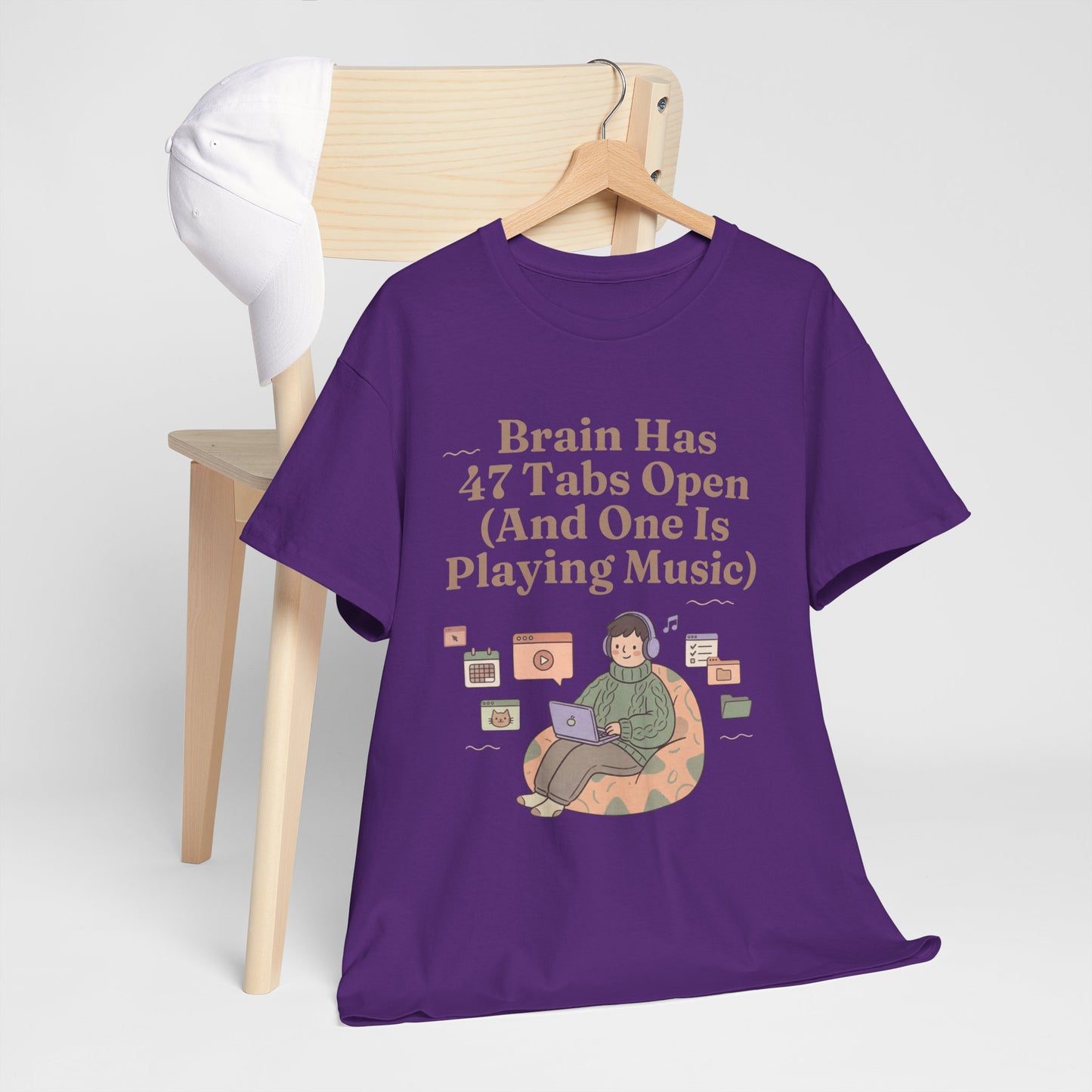 ADHD Lofi Aesthetic: 'Brain Has 47 Tabs Open (And One Is Playing Music)' Graphic Tee