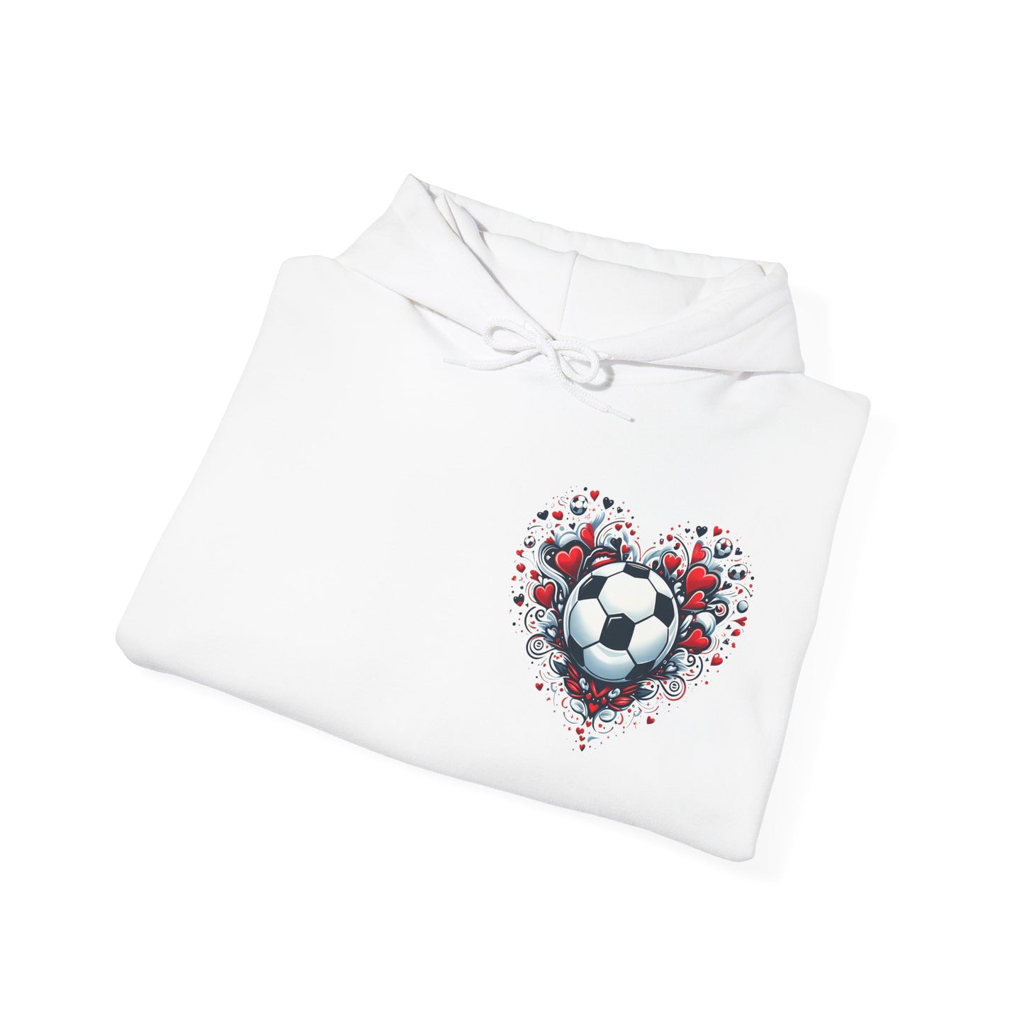 Love the Game Soccer Heart Hoodie | Minimalist Left-Chest Print | Soccer Mom & Fan Gift