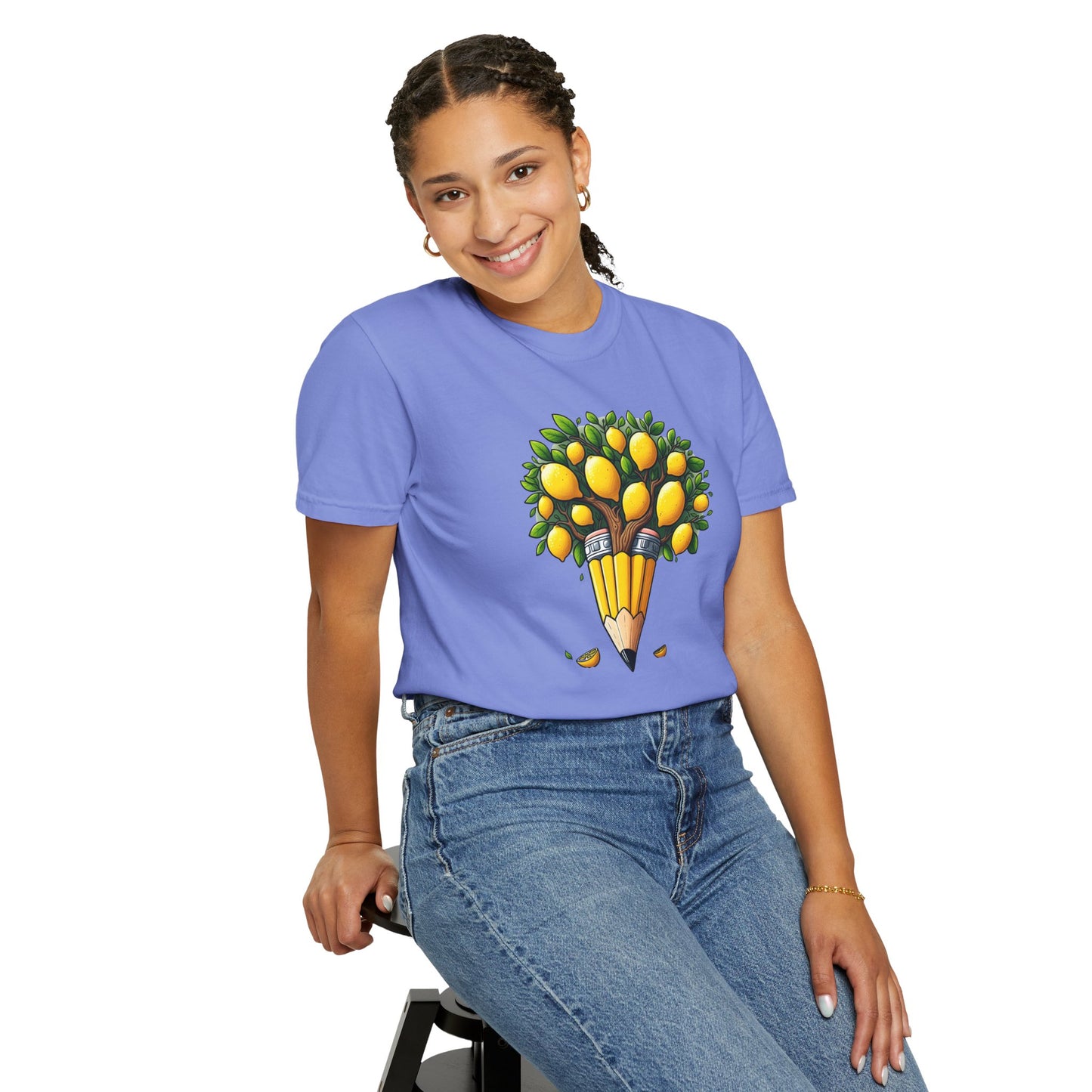 Artistic Lemon Pencil Tree T-Shirt - Unique Art & Nature Celebrating Growth and Imagination