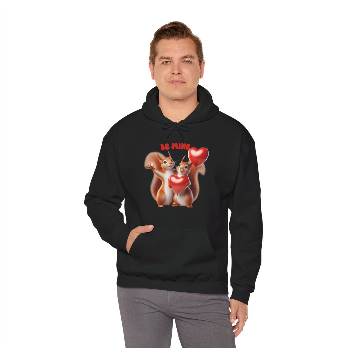 Nutty for You: "Be Mine" Squirrel Couple Love Heart Hoodie