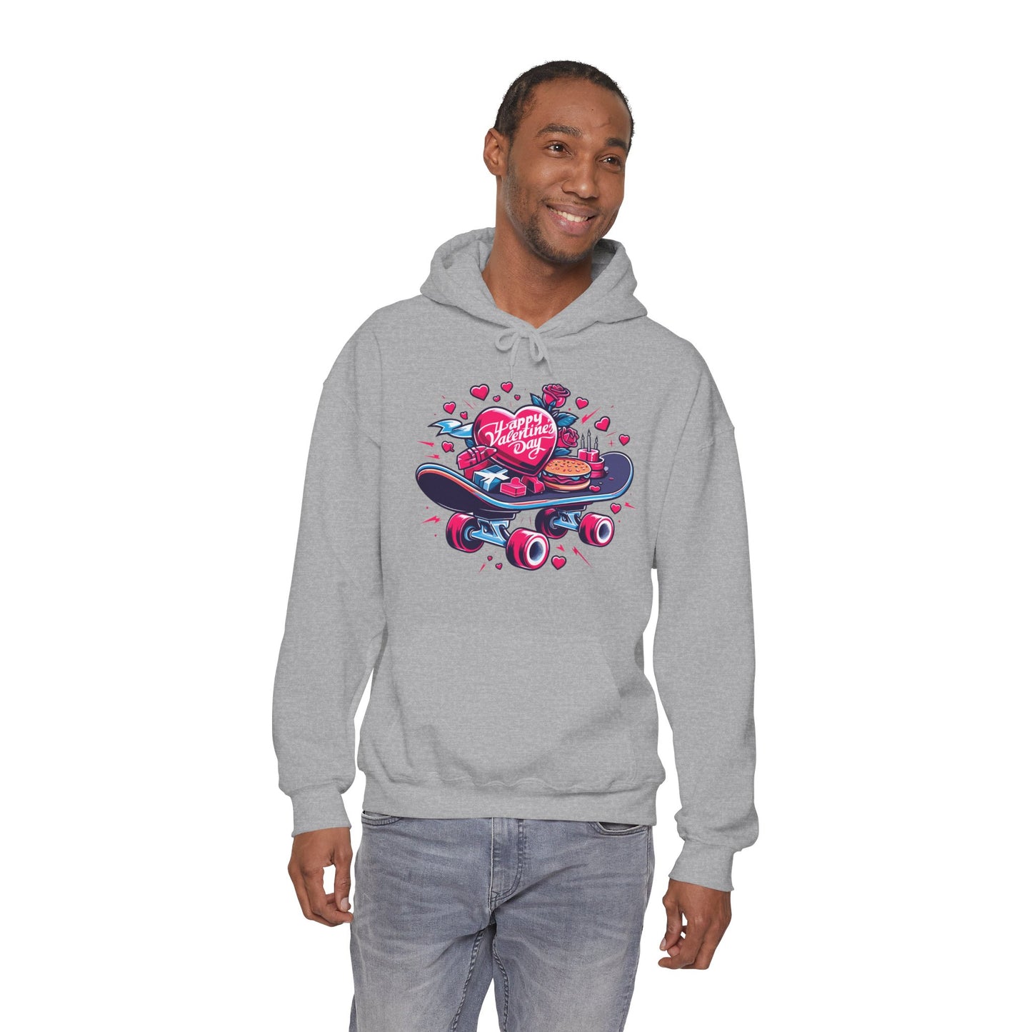 Skateboard Valentine's Hoodie | Edgy "Ride & Love" Graphic Sweatshirt | Funny Skater Gift