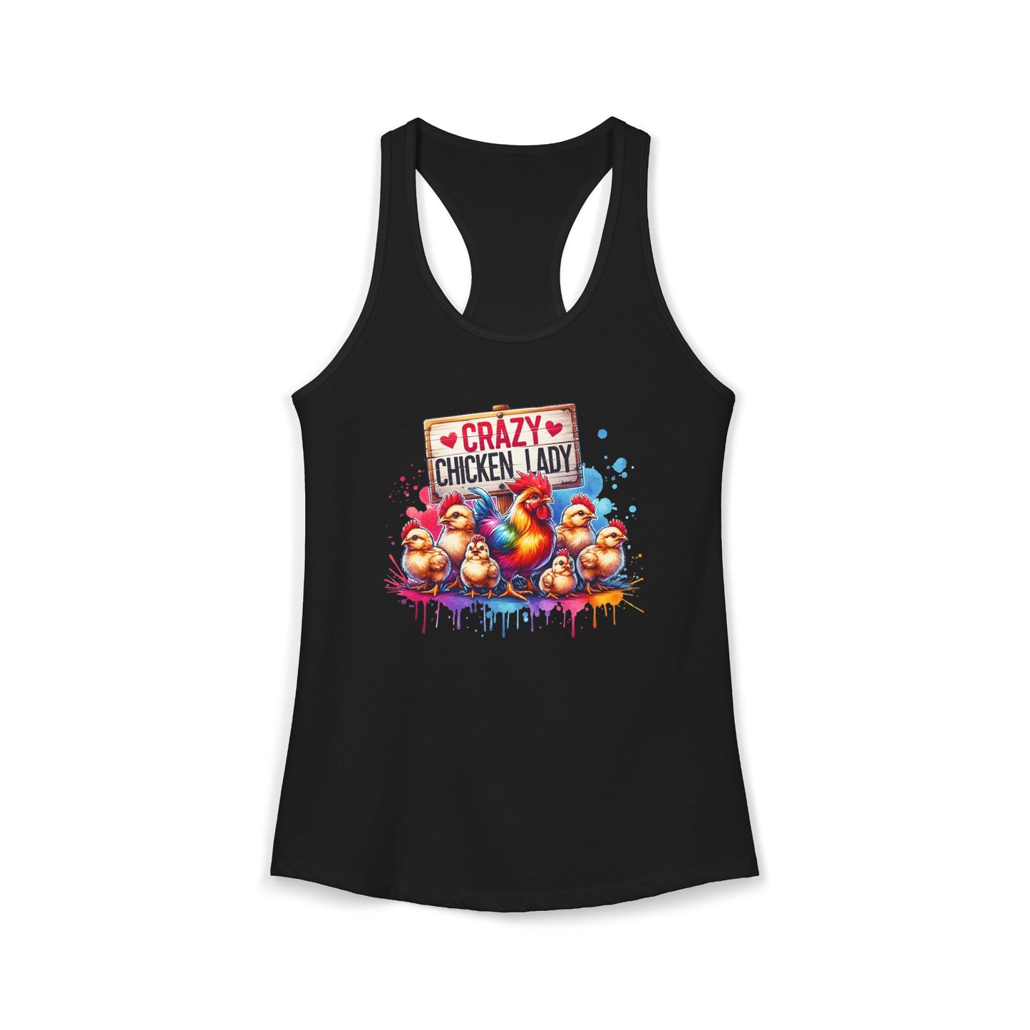 Whimsical ‘Crazy Chicken Lady’ Illustrated Tank Top – Perfect for Poultry Enthusiasts