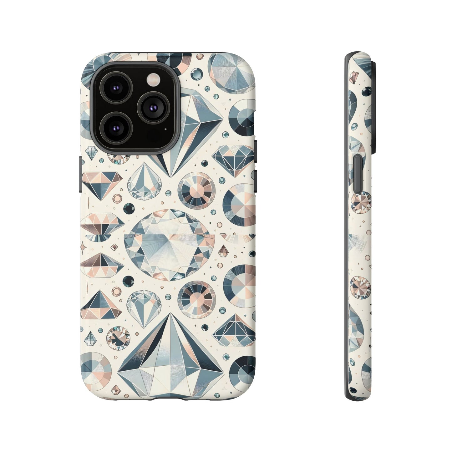 Diamond Pattern iPhone Case | Dual Layer Tough Cover | Luxury Gemstone Print | Glossy or Matte Finish | Shockproof Polycarbonate & TPU Shell