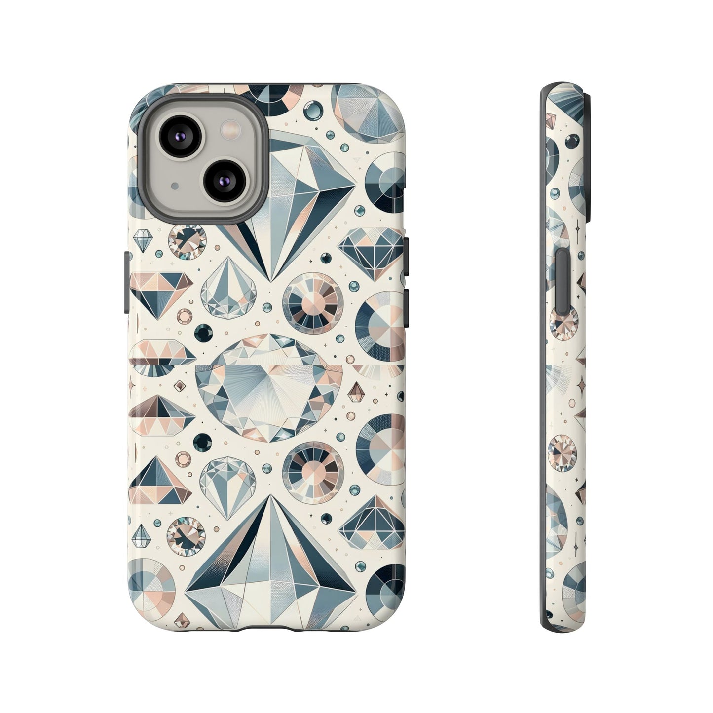 Diamond Pattern iPhone Case | Dual Layer Tough Cover | Luxury Gemstone Print | Glossy or Matte Finish | Shockproof Polycarbonate & TPU Shell