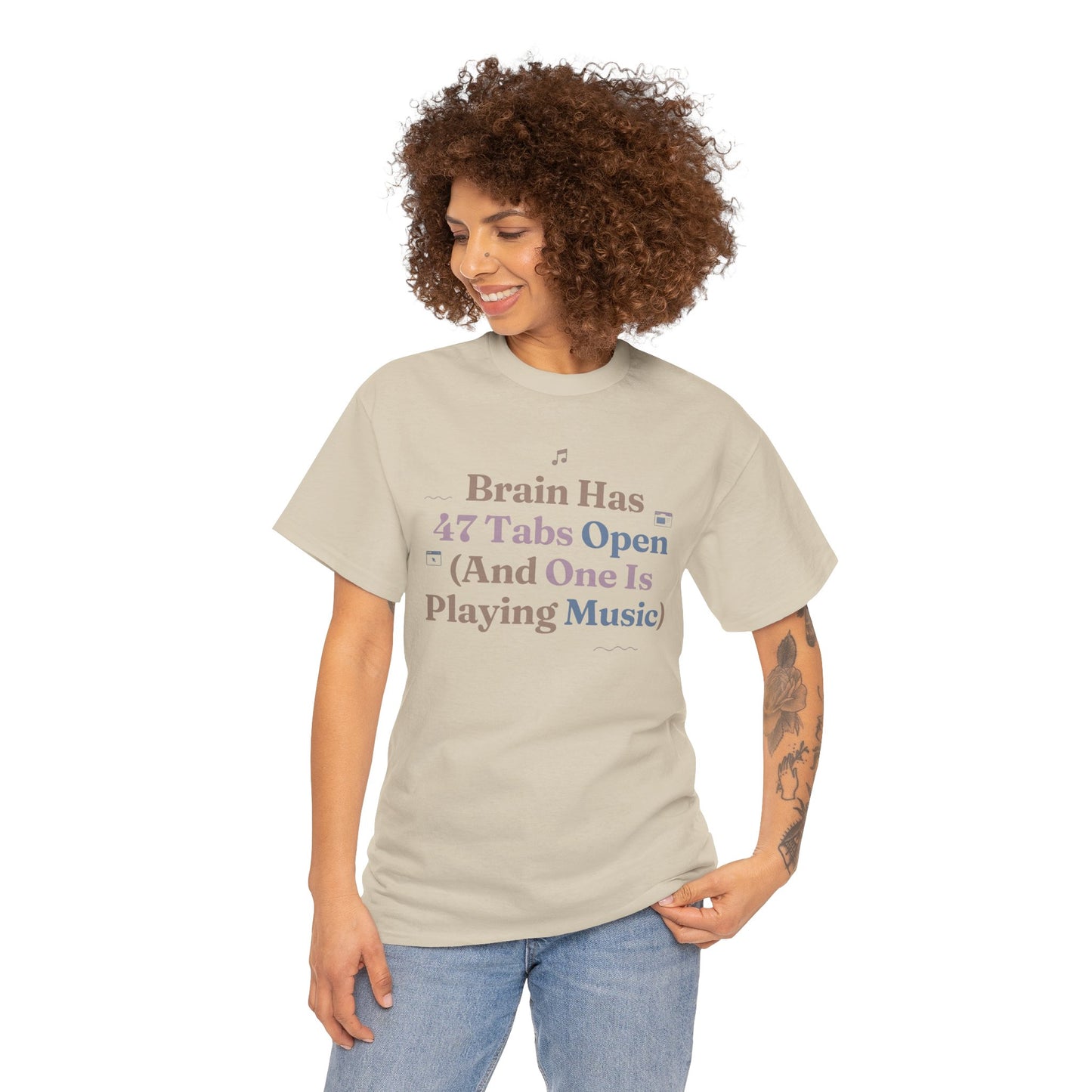 ADHD Lofi Aesthetic: 'Brain Has 47 Tabs Open (And One Is Playing Music)' Graphic Tee