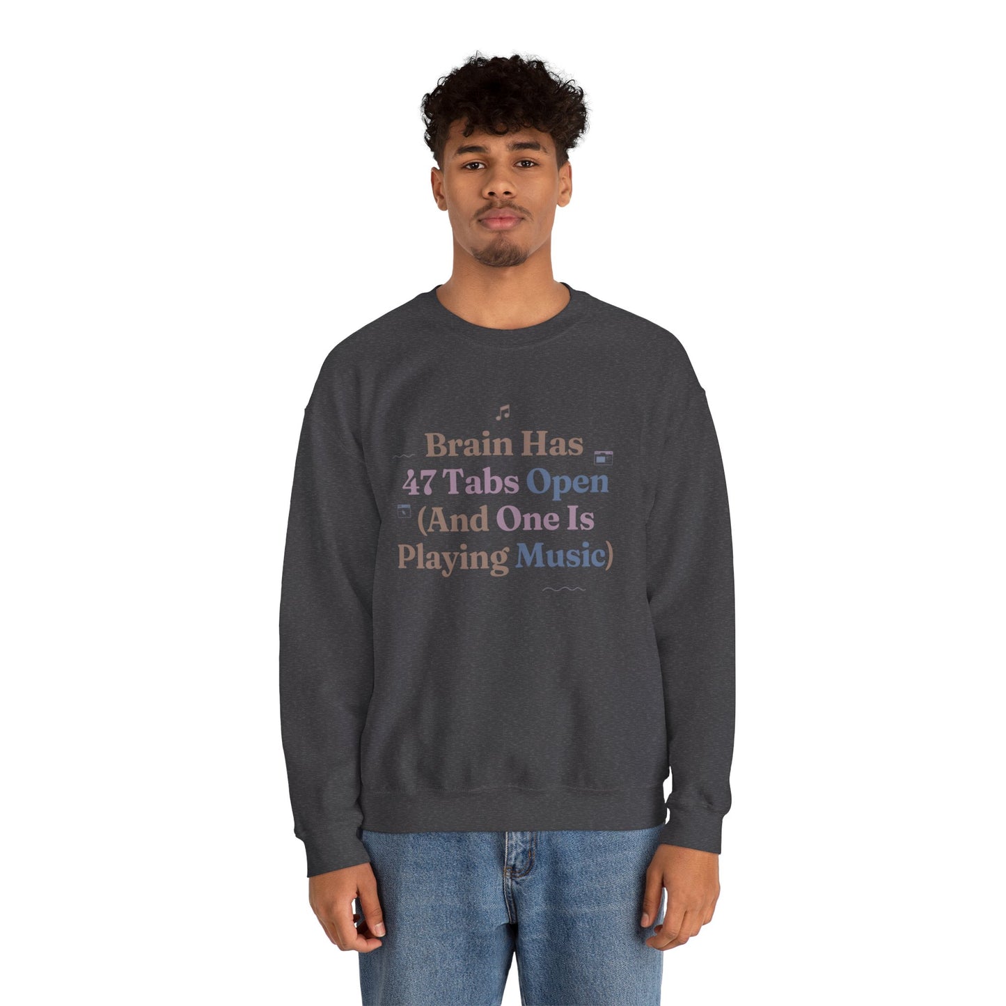 Hyperfocus Mode: '47 Tabs Open & Playing Music' Neurospicy Lofi Sweatshirt