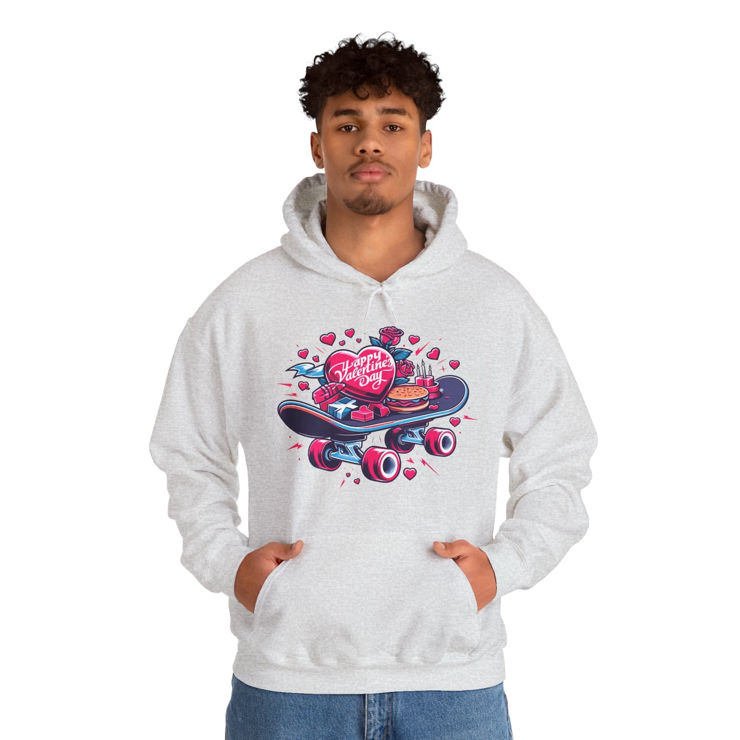 Skateboard Valentine's Hoodie | Edgy "Ride & Love" Graphic Sweatshirt | Funny Skater Gift