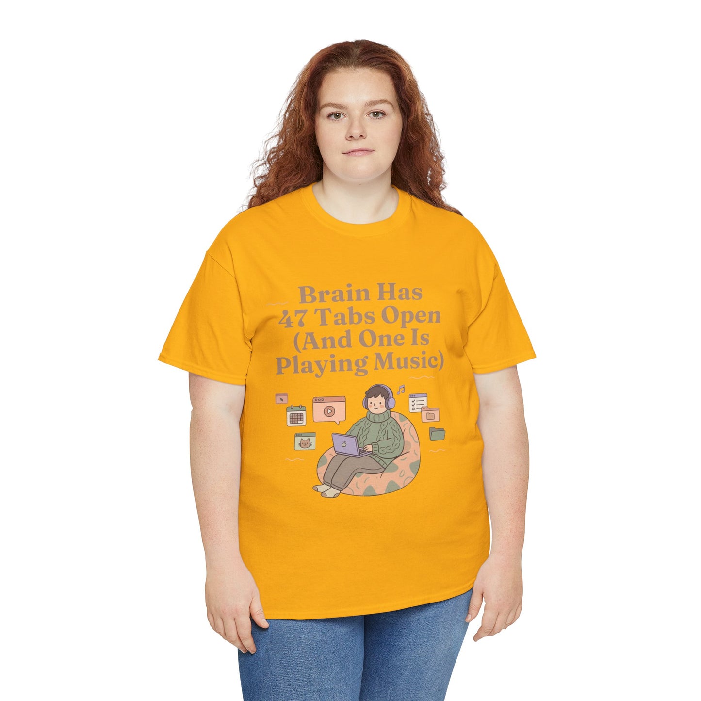 ADHD Lofi Aesthetic: 'Brain Has 47 Tabs Open (And One Is Playing Music)' Graphic Tee