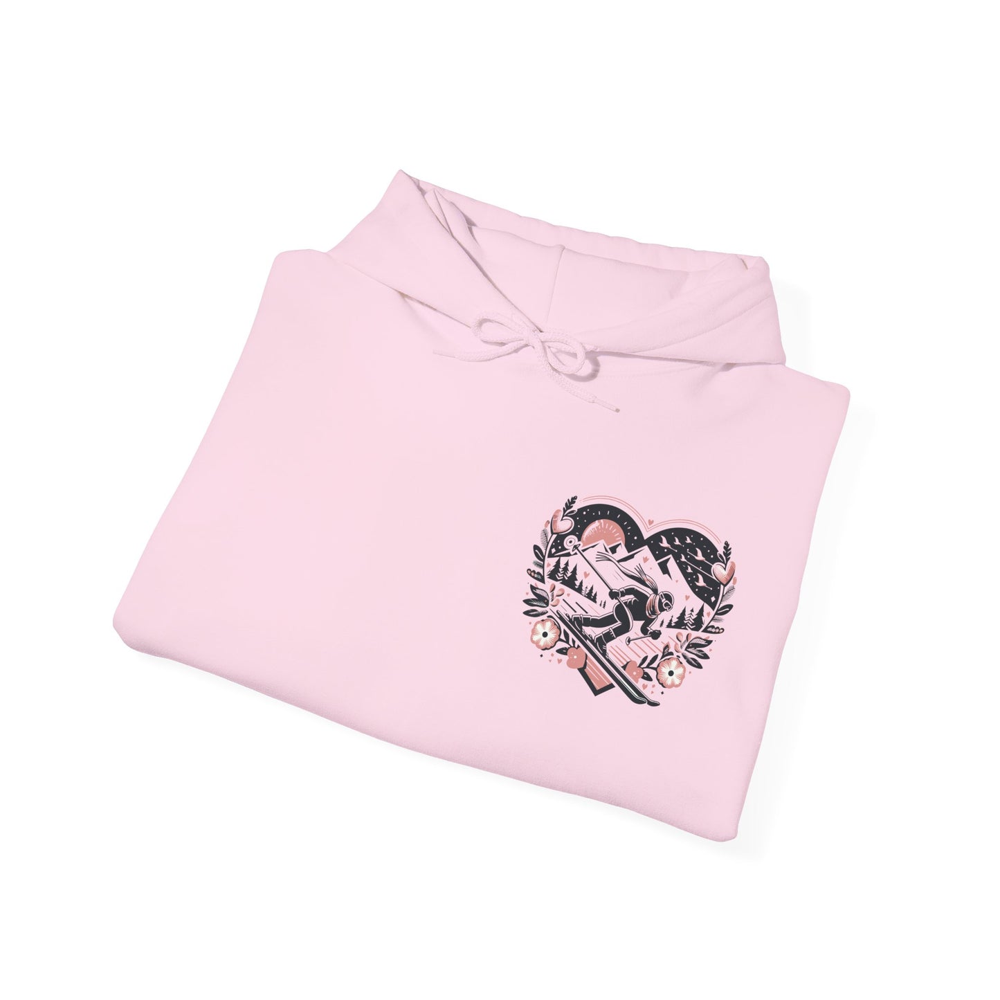 Love the Slopes" Skiing Hoodie | Mountain Heart Illustrated Sweatshirt | Après Ski & Winter Sports Gift