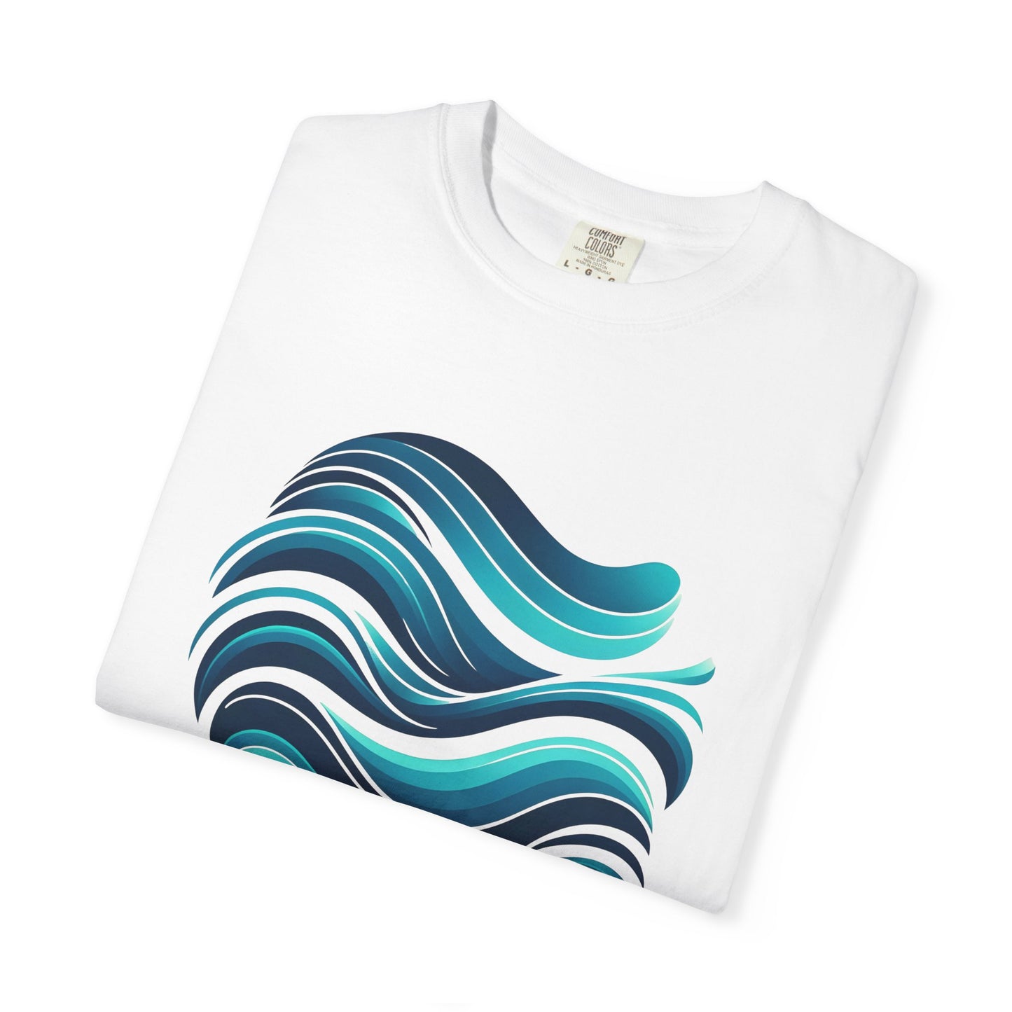 Abstract Ocean Wave T-Shirt  Modern Aqua Design   Artistic Sea Wave