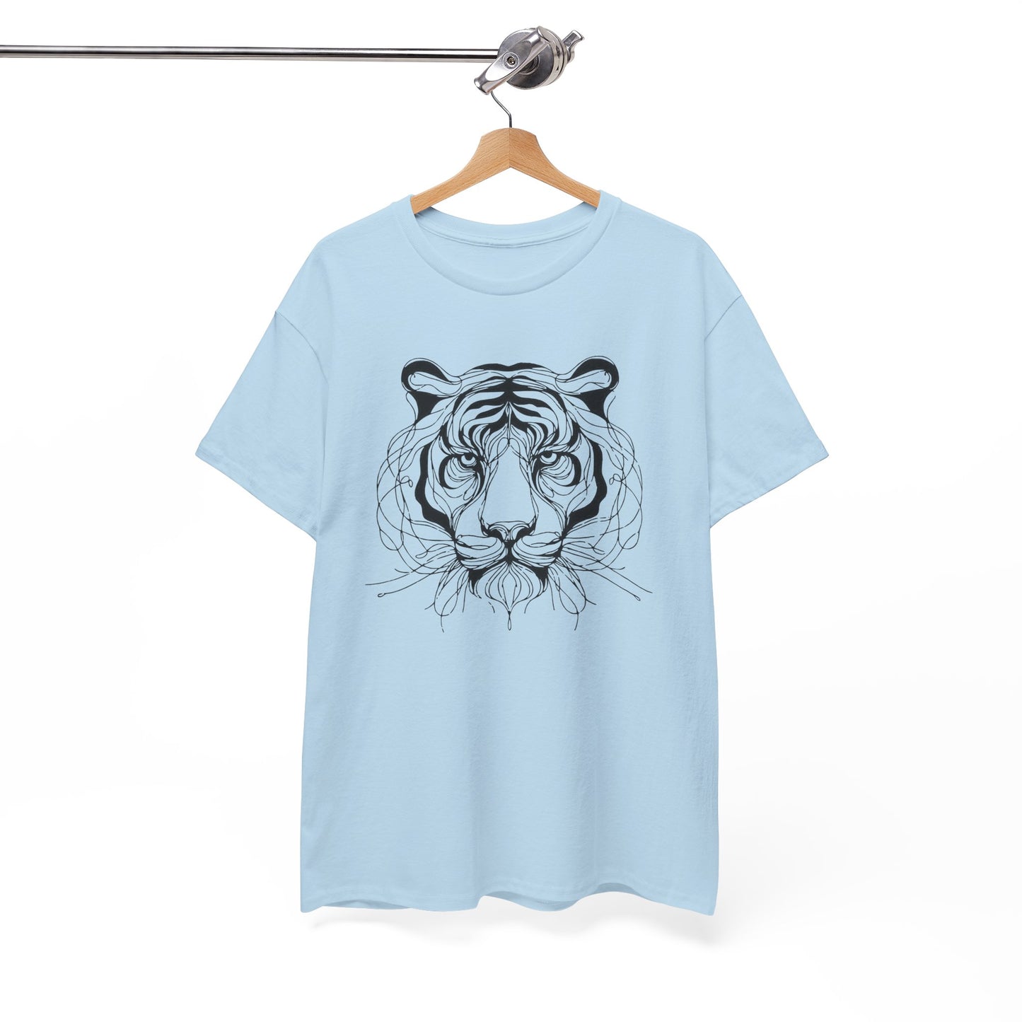 Tiger Line Art Shirt | Wild Animal Sketch Tee | Minimalist Big Cat Face Top | Heavy Cotton 100% Cotton Gift | Unisex Graphic T-Shirt