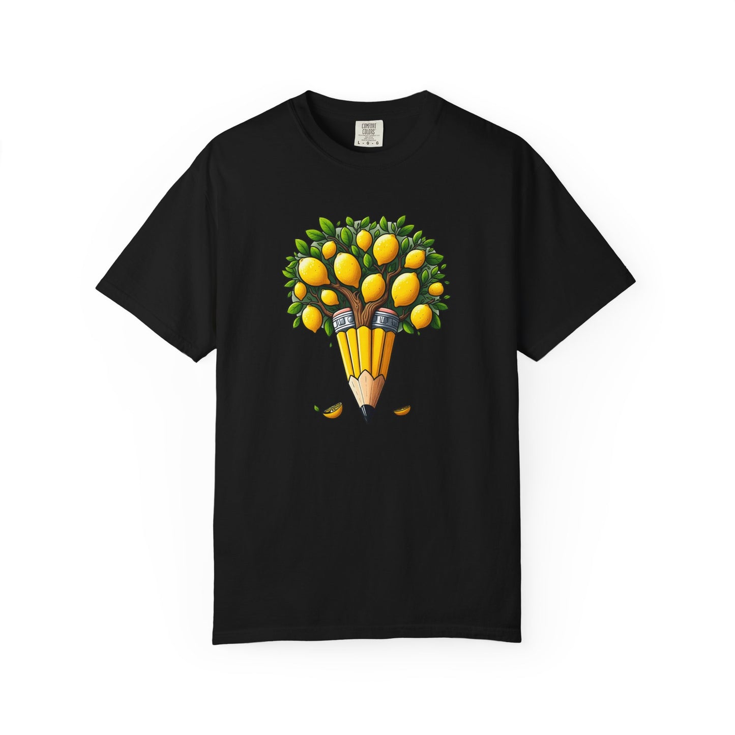 Artistic Lemon Pencil Tree T-Shirt - Unique Art & Nature Celebrating Growth and Imagination