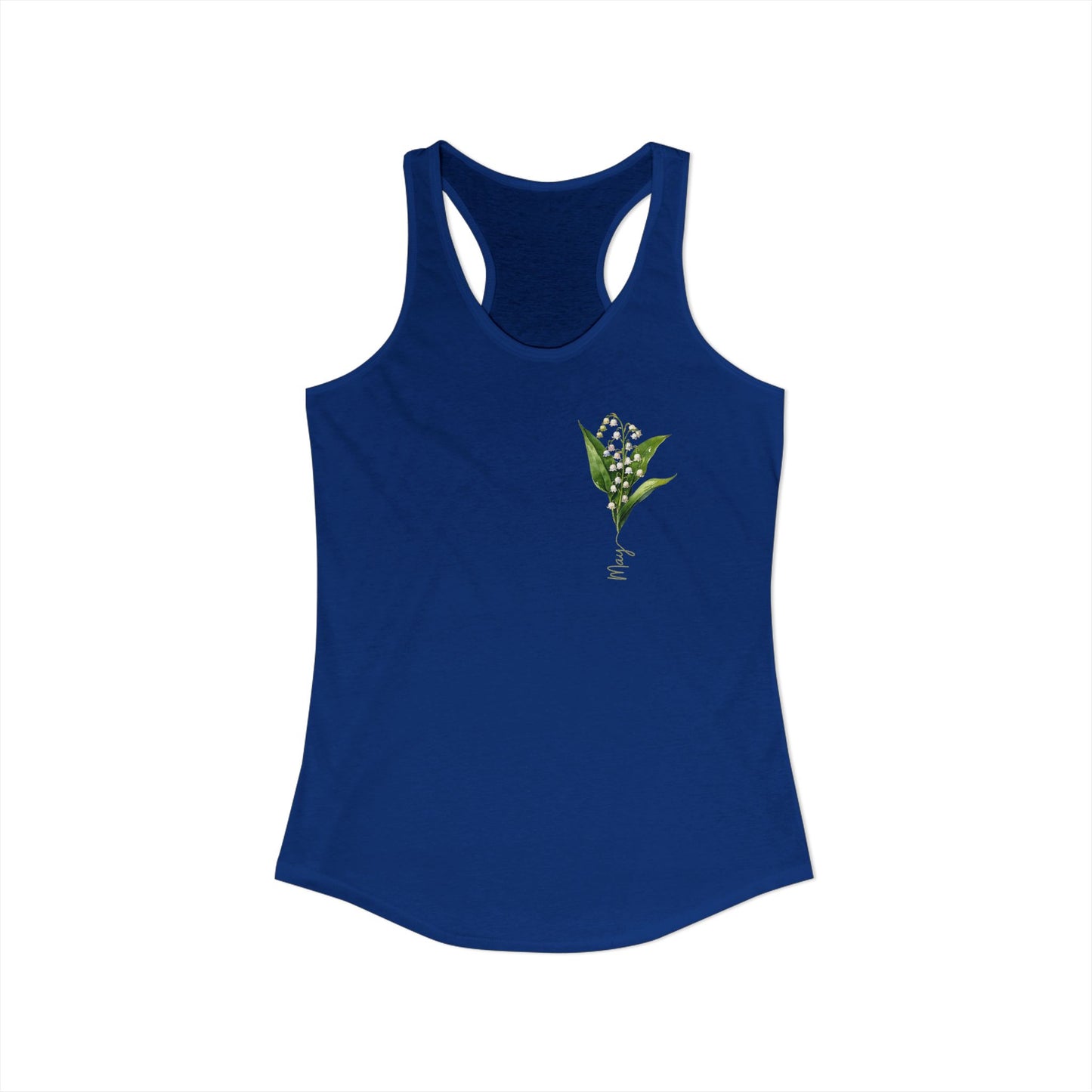 May Birth Flower Elegance – Lily of the Valley Women’s Racerback Tank