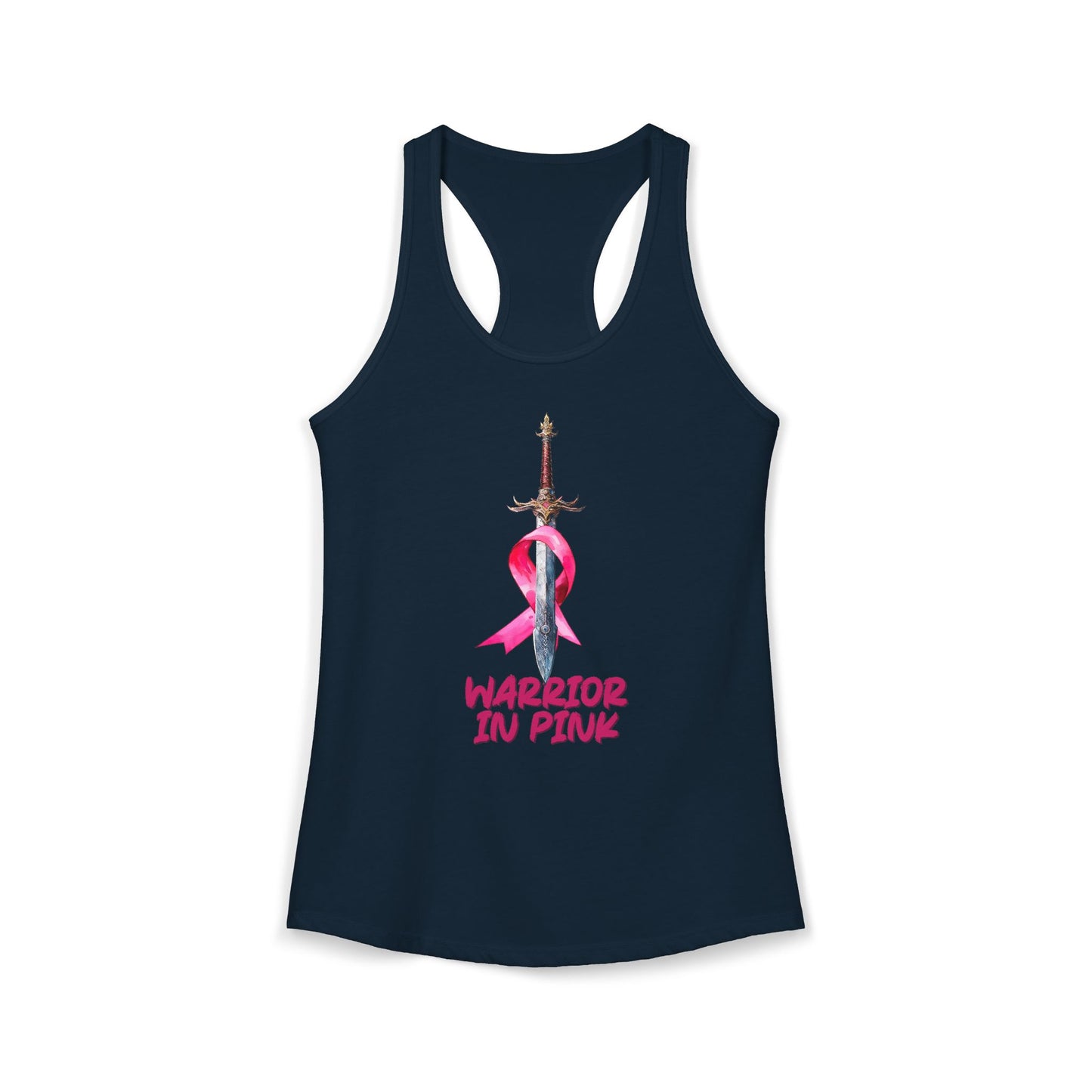 Warrior in Pink Tank Top | Breast Cancer Awareness Racerback | Sword & Ribbon Survivor Shirt | Support Squad Gift | Women's Activewear