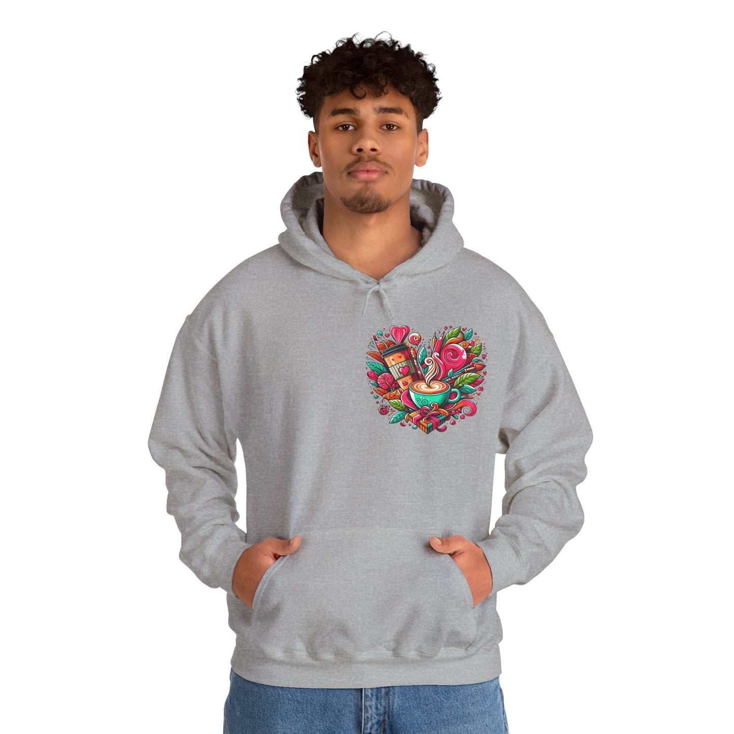 Urban Brew: Vibrant Graffiti Coffee Love Heart Hoodie