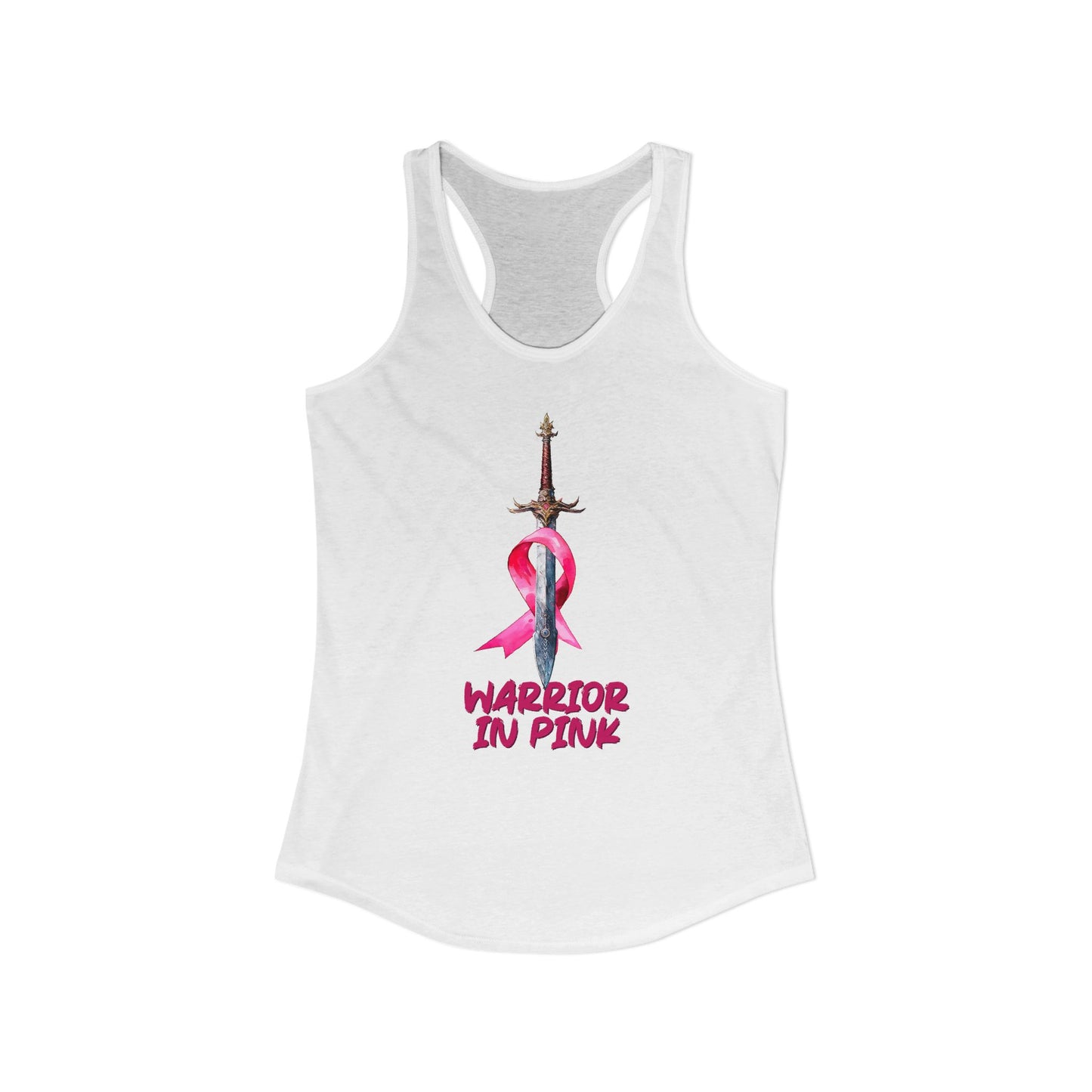 Warrior in Pink Tank Top | Breast Cancer Awareness Racerback | Sword & Ribbon Survivor Shirt | Support Squad Gift | Women's Activewear