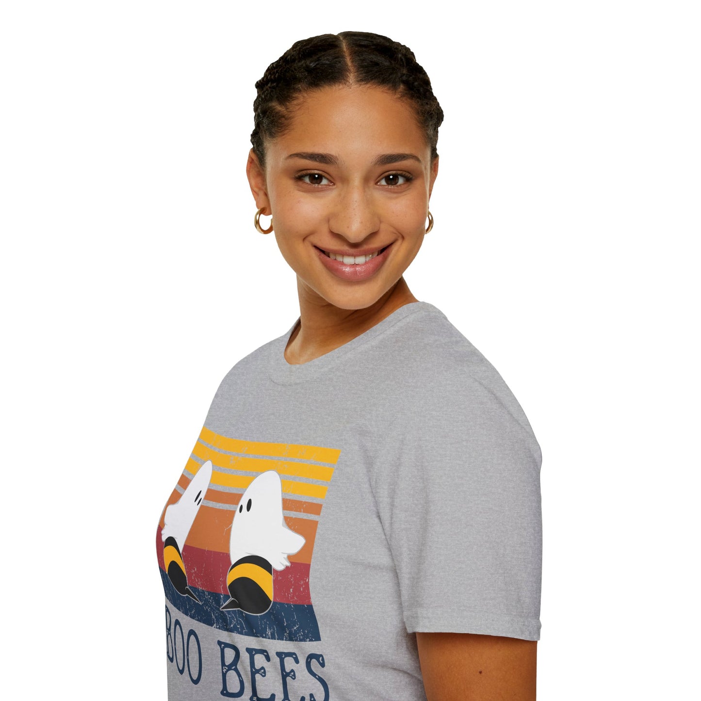 BOO BEES Retro Ghost‑Bee T‑Shirt – Funny Halloween Pun Tee for Spooky Season