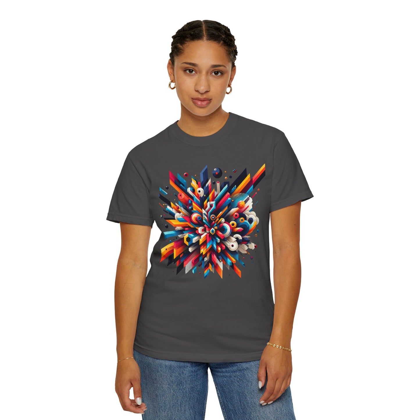 Abstract Art Energy Shirt | Comfort Colors 1717 | Vibrant Geometric Explosion Tee | Soft Washed Garment Dyed Cotton | Artistic Streetwear