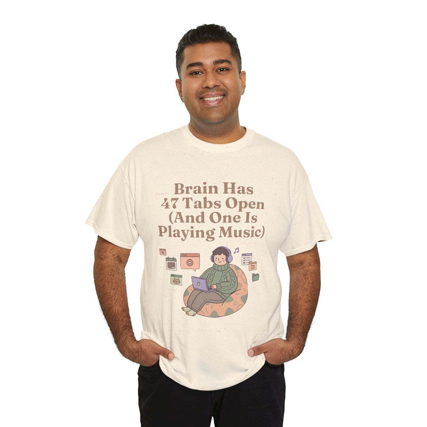 ADHD Lofi Aesthetic: 'Brain Has 47 Tabs Open (And One Is Playing Music)' Graphic Tee