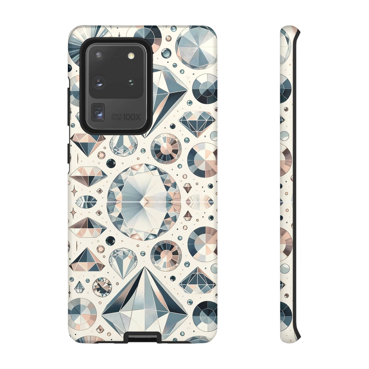 Diamond Pattern iPhone Case | Dual Layer Tough Cover | Luxury Gemstone Print | Glossy or Matte Finish | Shockproof Polycarbonate & TPU Shell