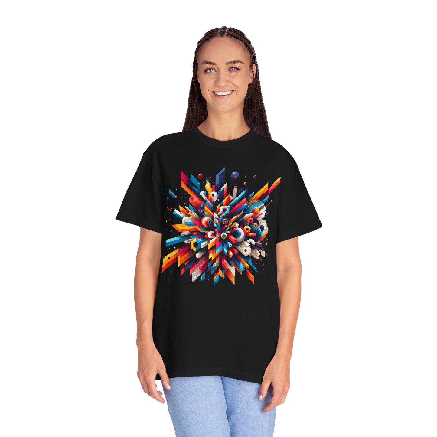 Abstract Art Energy Shirt | Comfort Colors 1717 | Vibrant Geometric Explosion Tee | Soft Washed Garment Dyed Cotton | Artistic Streetwear