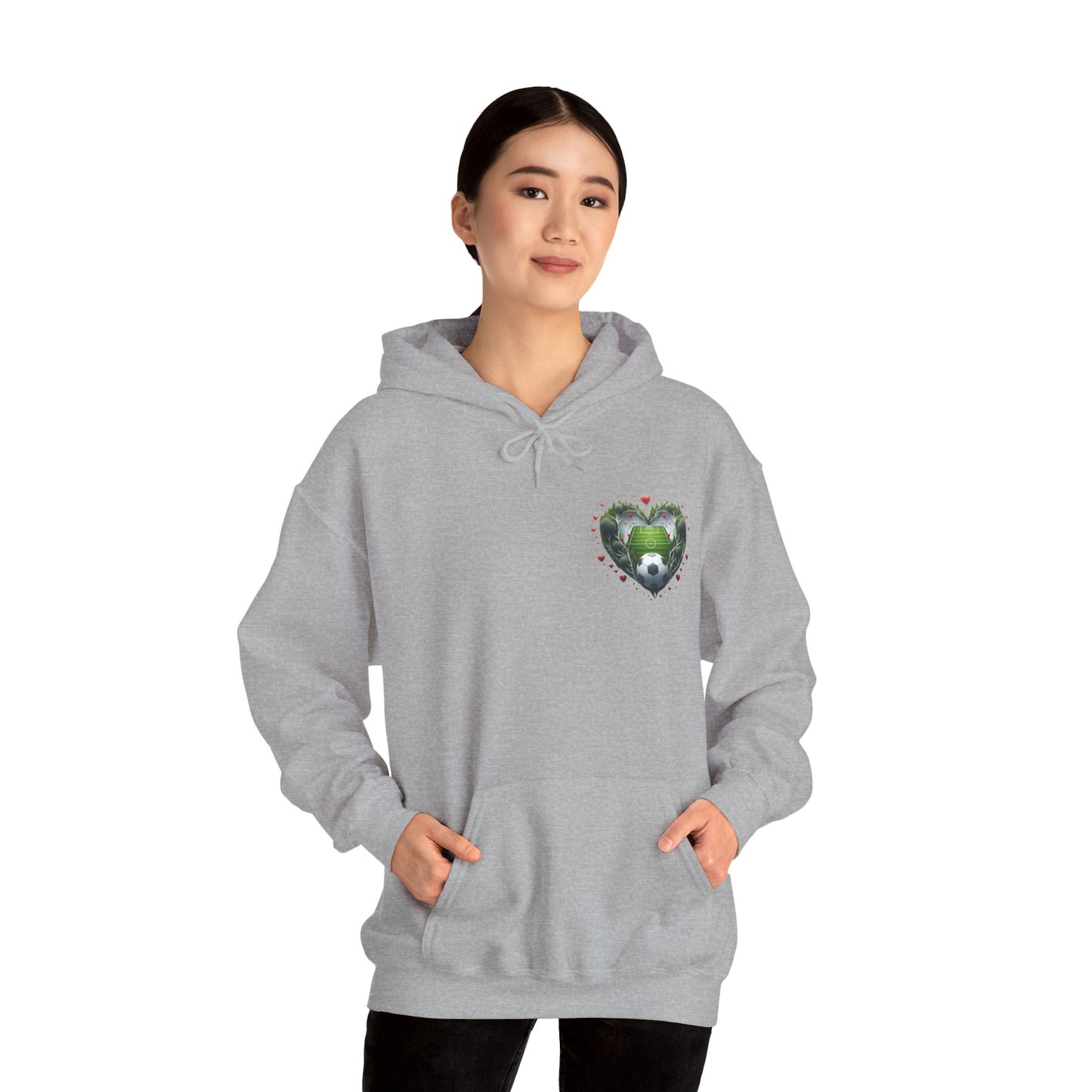Aesthetic Soccer Field Heart Hoodie | Cute Football Lover Sports Sweatshirt