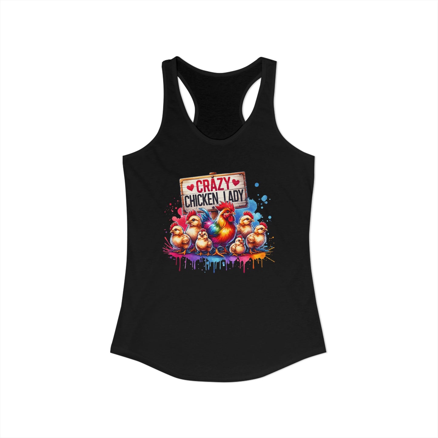 Whimsical ‘Crazy Chicken Lady’ Illustrated Tank Top – Perfect for Poultry Enthusiasts