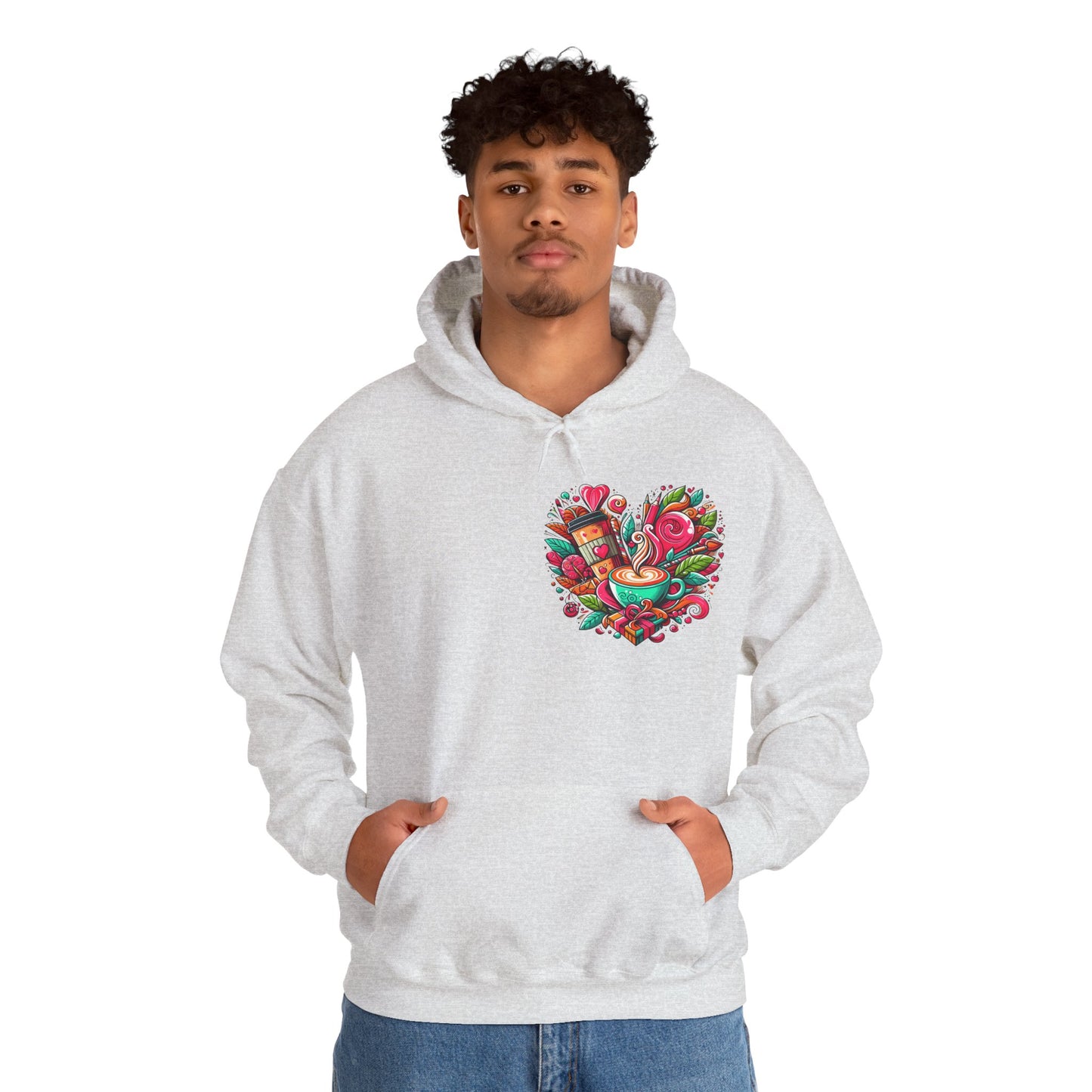 Urban Brew: Vibrant Graffiti Coffee Love Heart Hoodie