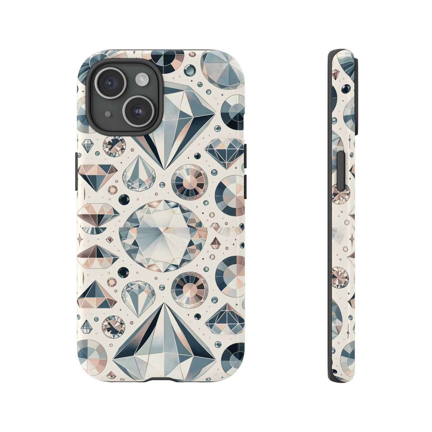 Diamond Pattern iPhone Case | Dual Layer Tough Cover | Luxury Gemstone Print | Glossy or Matte Finish | Shockproof Polycarbonate & TPU Shell
