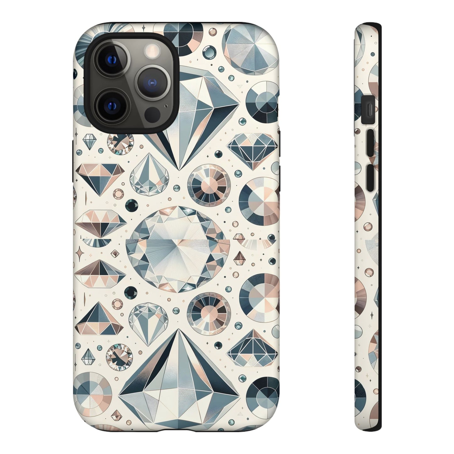 Diamond Pattern iPhone Case | Dual Layer Tough Cover | Luxury Gemstone Print | Glossy or Matte Finish | Shockproof Polycarbonate & TPU Shell