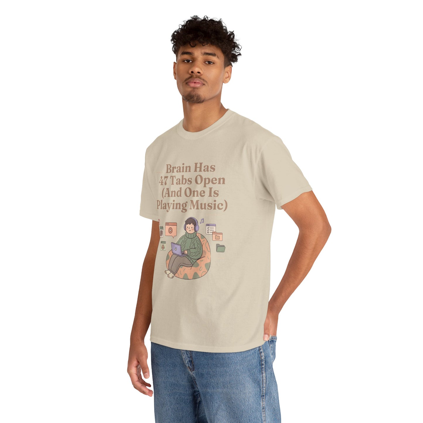 ADHD Lofi Aesthetic: 'Brain Has 47 Tabs Open (And One Is Playing Music)' Graphic Tee