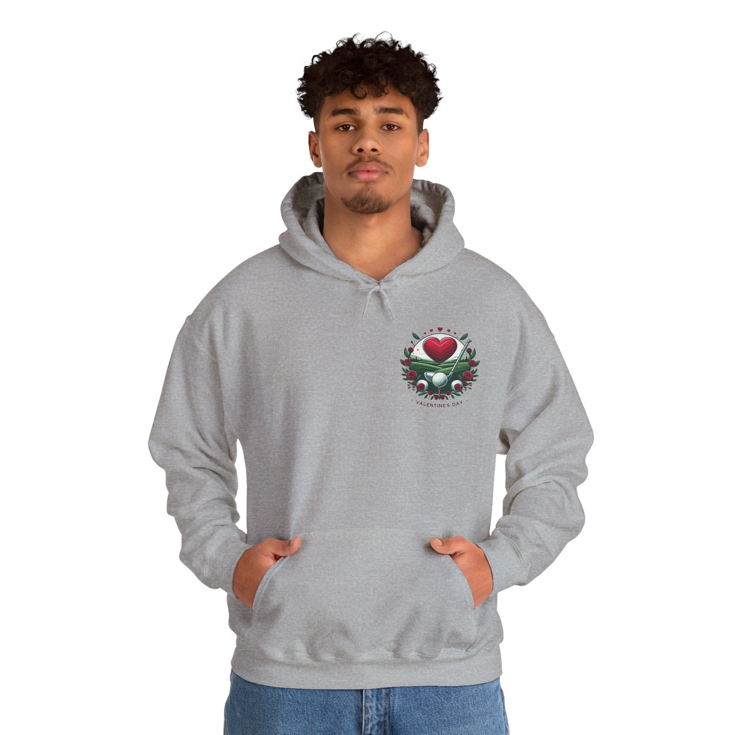 Viral Valentines Golf Heart Hoodie - Cute Roses & Golf Ball Graphic Unisex Sweatshirt - Unique Romantic Golfer Gift