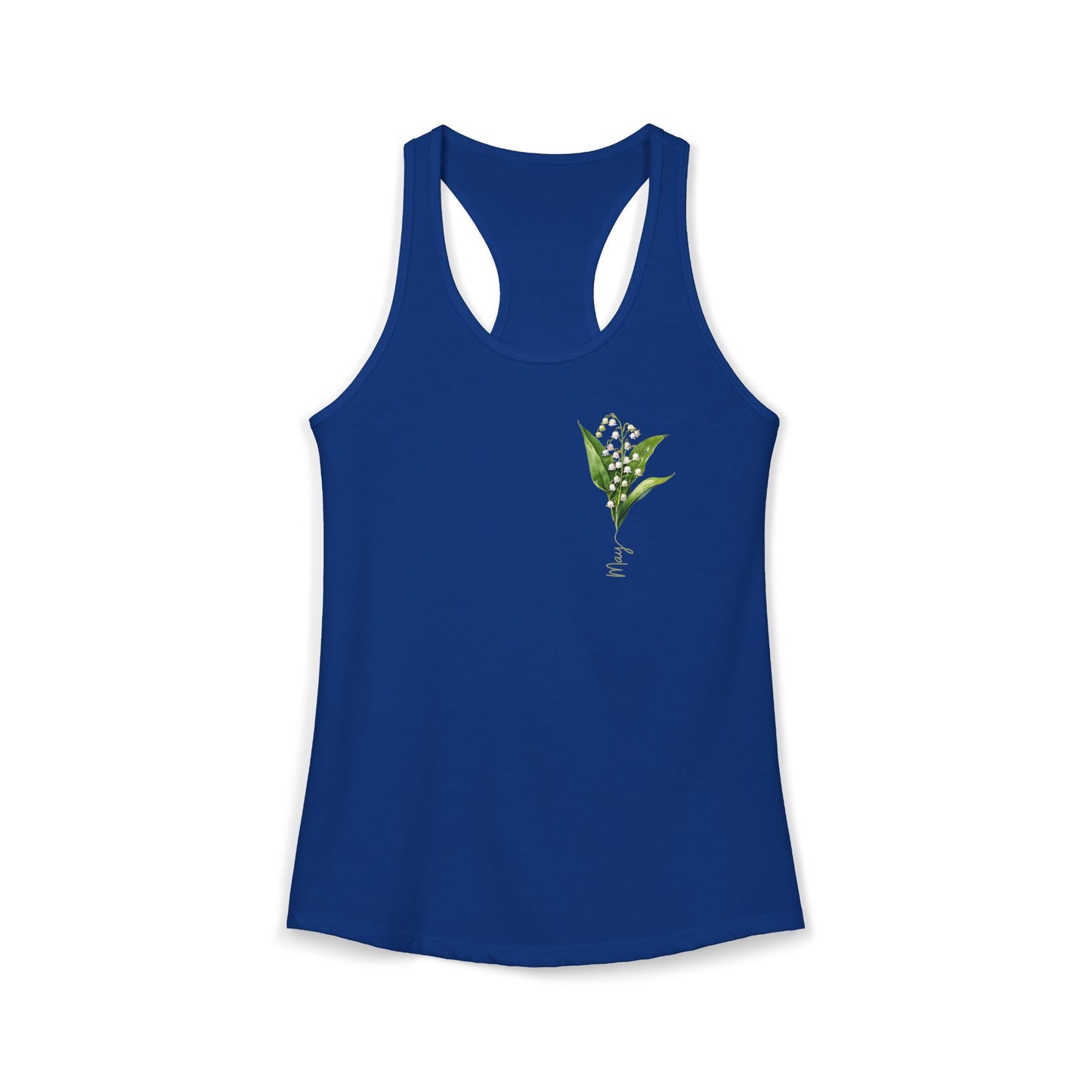 May Birth Flower Elegance – Lily of the Valley Women’s Racerback Tank