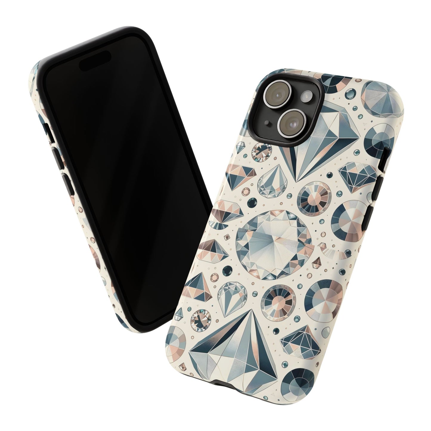 Diamond Pattern iPhone Case | Dual Layer Tough Cover | Luxury Gemstone Print | Glossy or Matte Finish | Shockproof Polycarbonate & TPU Shell