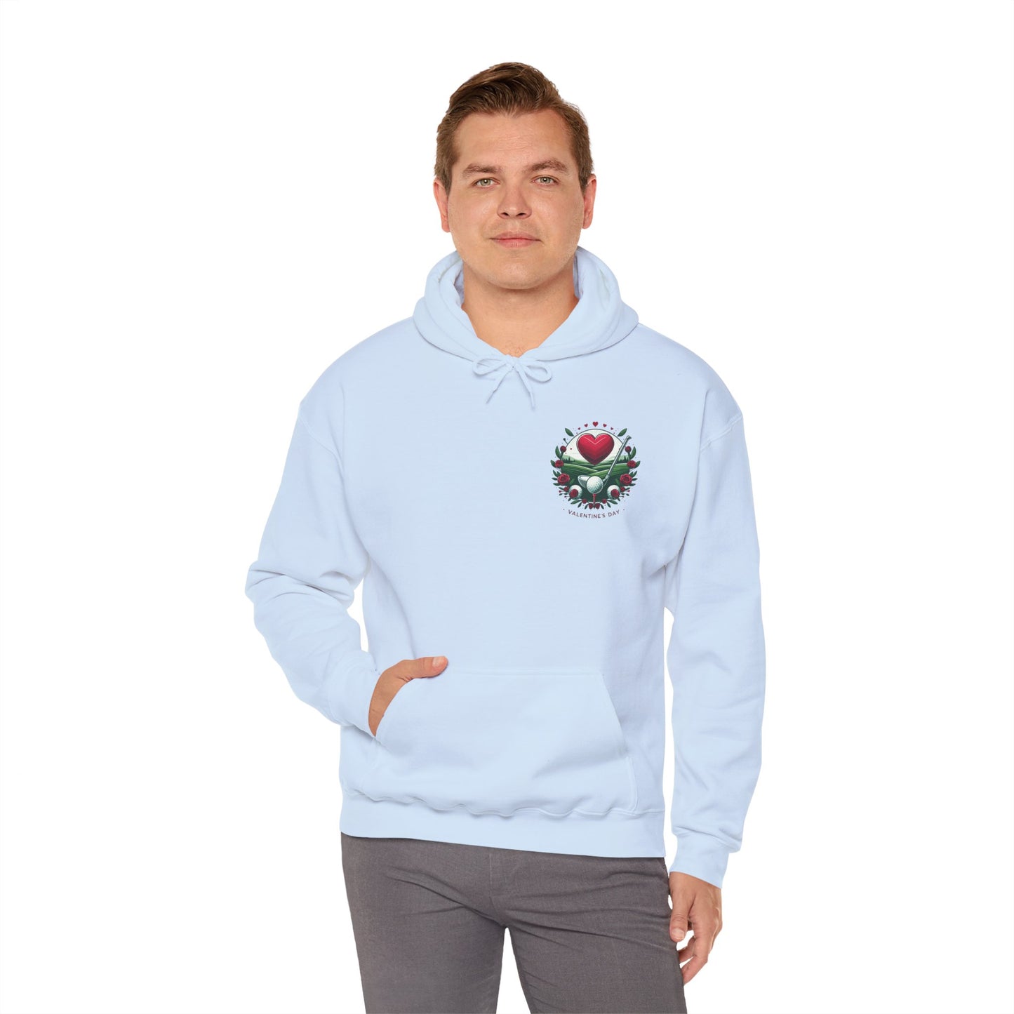 Viral Valentines Golf Heart Hoodie - Cute Roses & Golf Ball Graphic Unisex Sweatshirt - Unique Romantic Golfer Gift